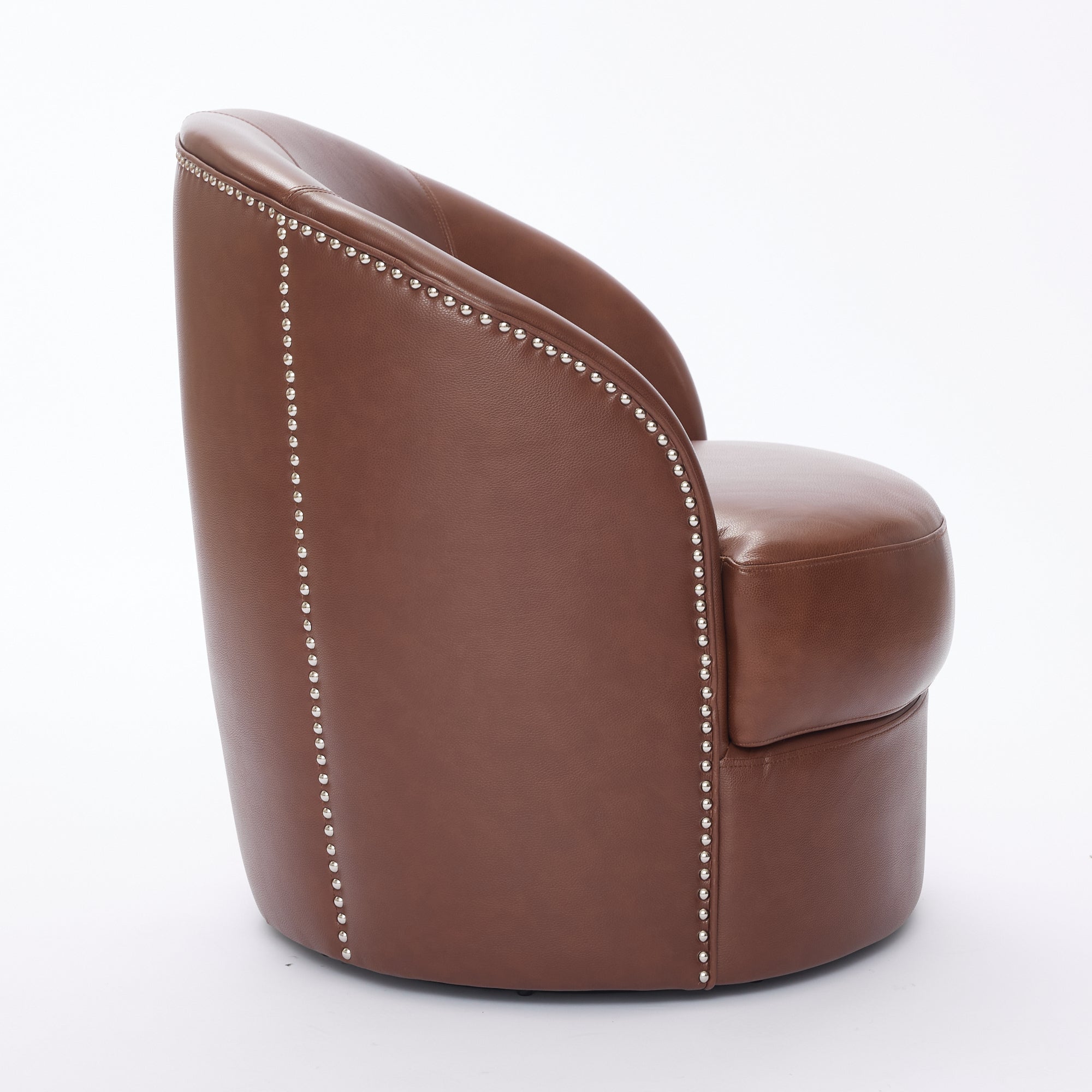 Top-Grain Leather Swivel Accent Chair