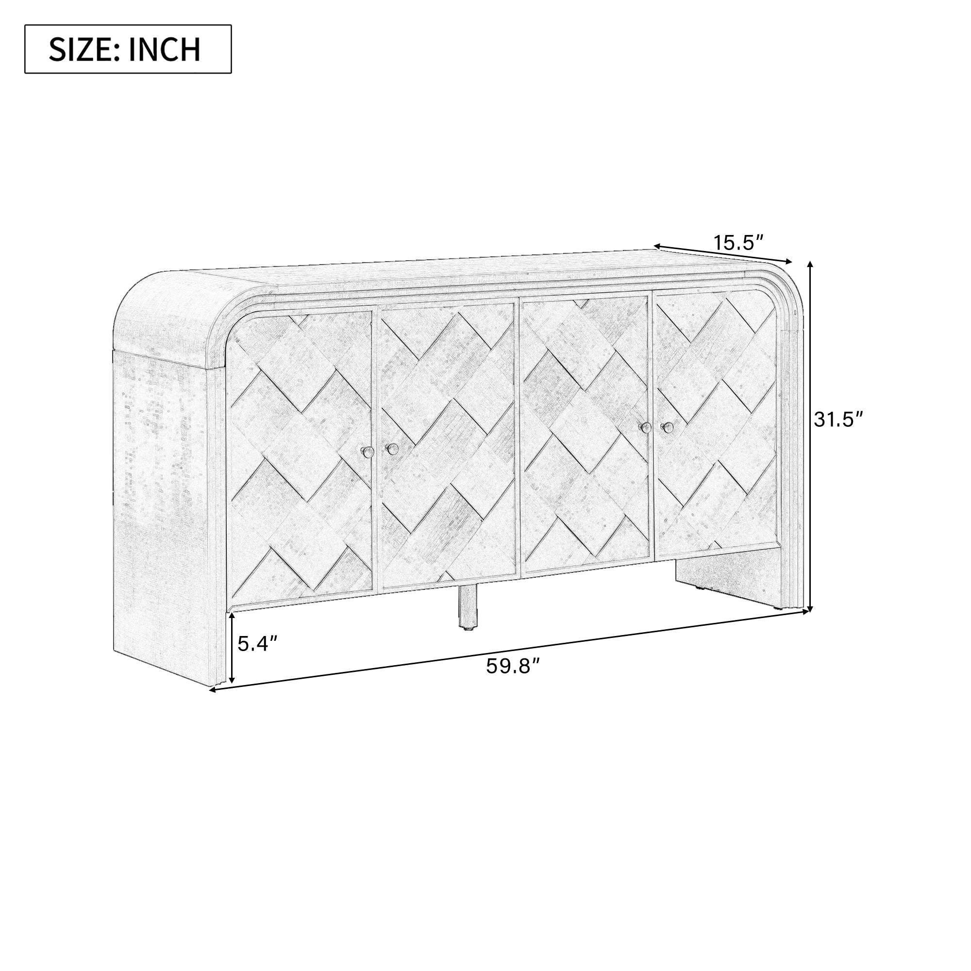 Handwoven Wood Slat Door Sideboard
