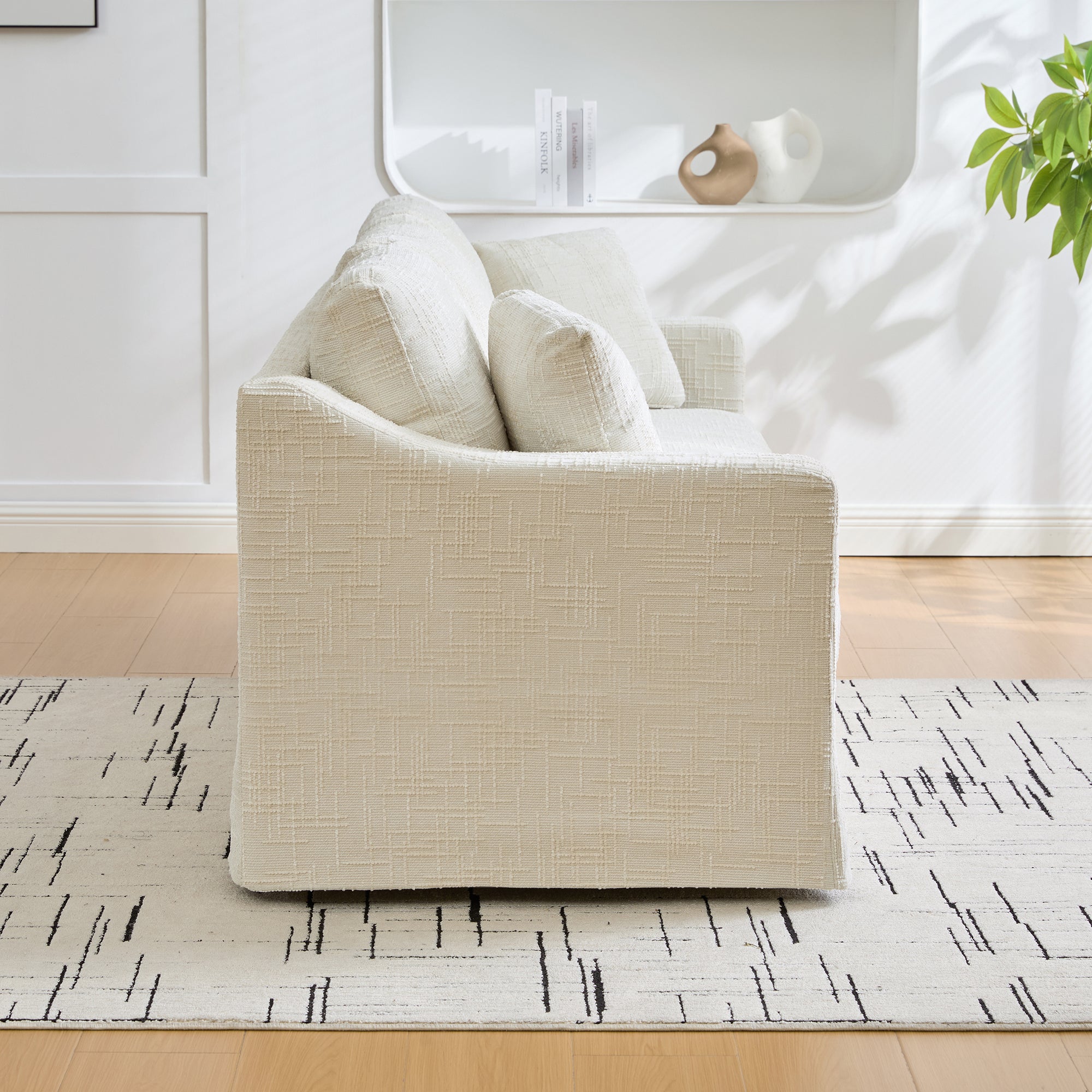 Three-Seater Modern Casual Chenille Sofa with Deep Seat