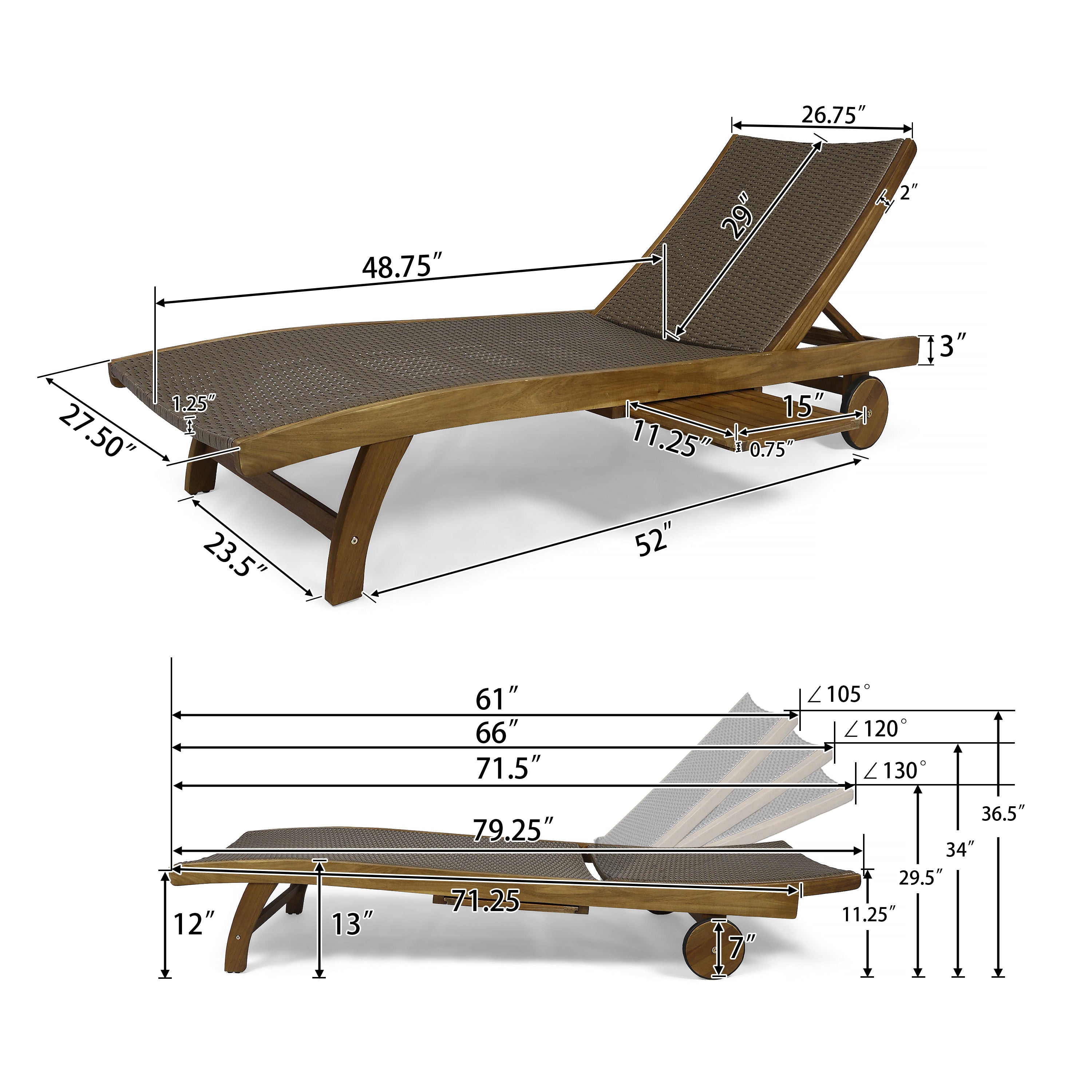 Banzai Chaise Lounge With Pull-Out Tray, Set of 2