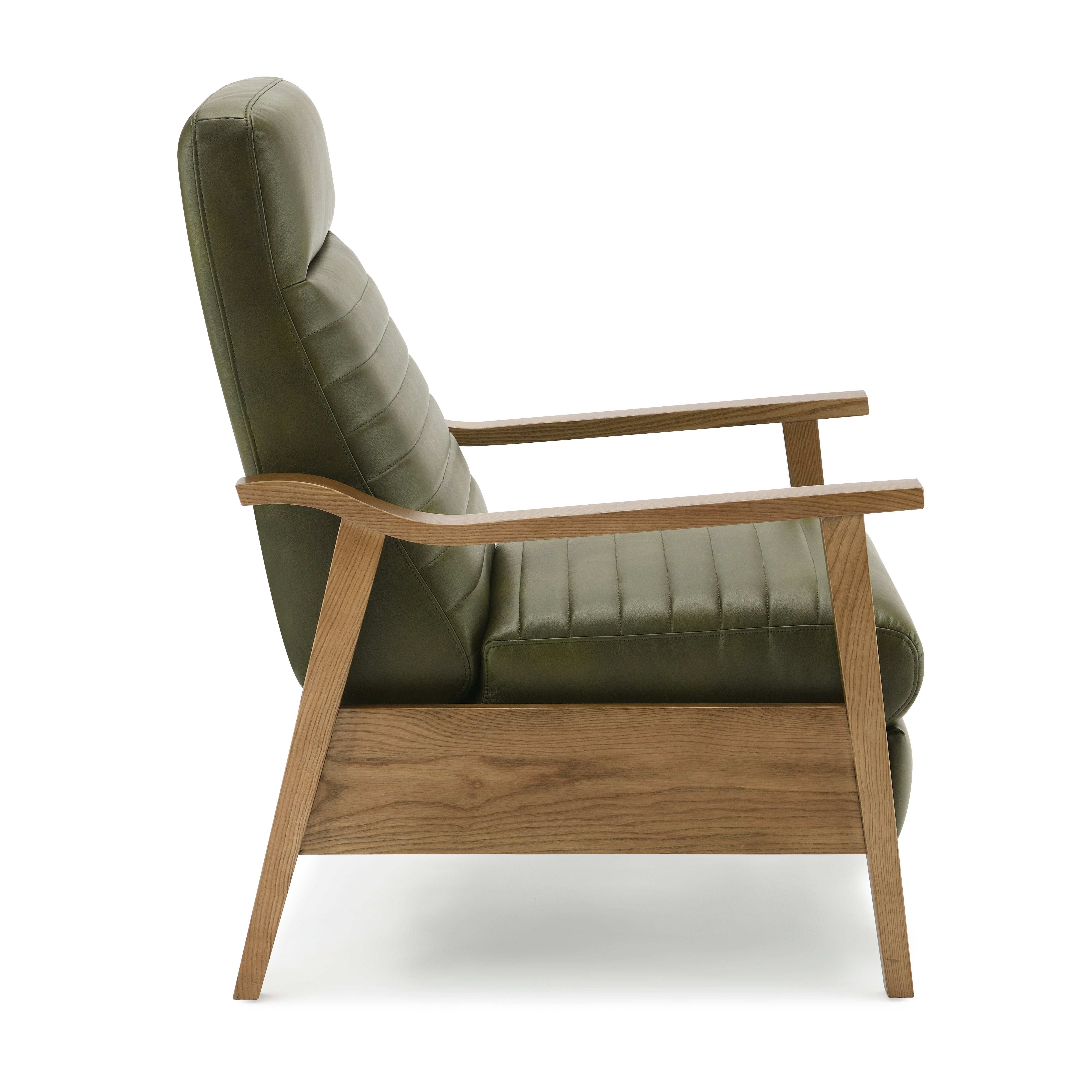 Asher Faux Leather Push Back Recliner with Wooden Arms