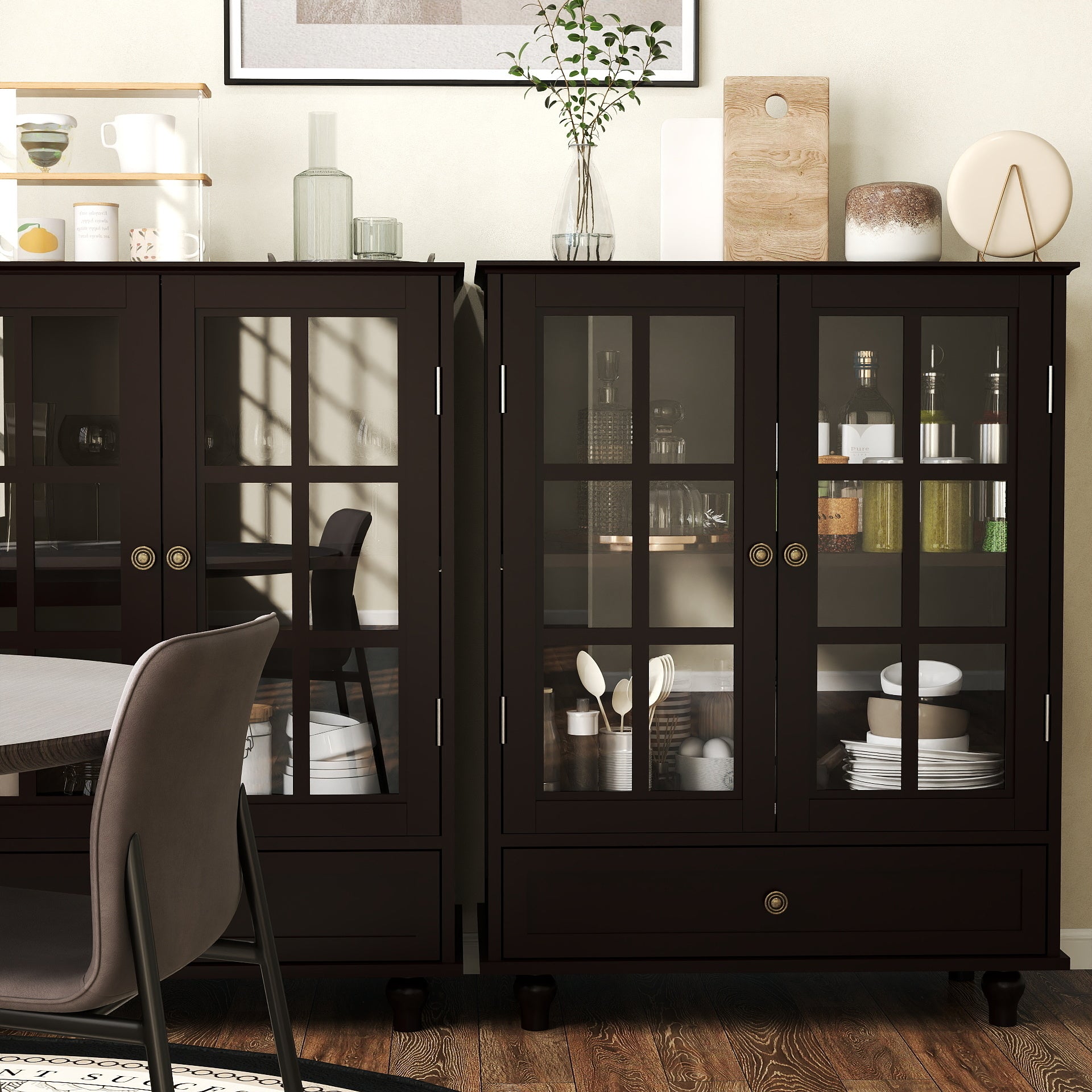 Double Glass Door Accent Cabinet