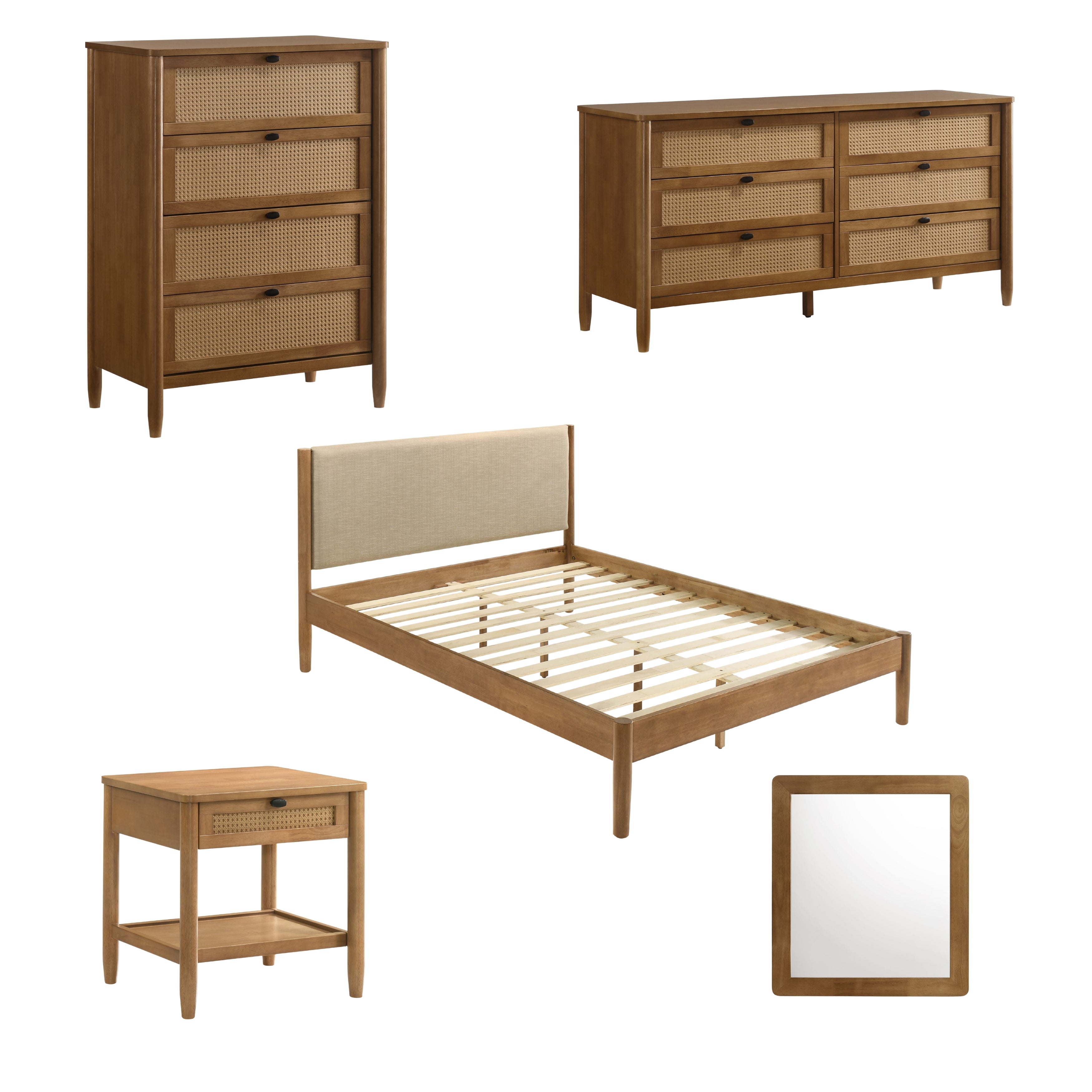 Vichy 5-Piece Rubberwood Queen Bedroom Set