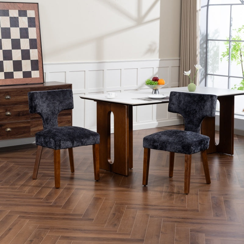 Upholstered T-Back Dining Chairs, Set of 2