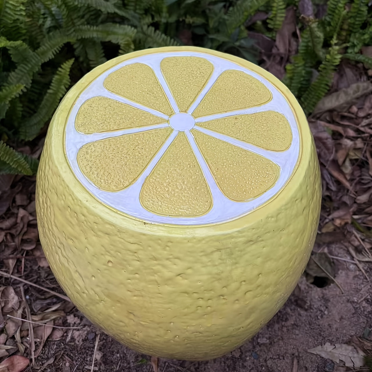 14" Yellow Lemon Resin Garden Stool
