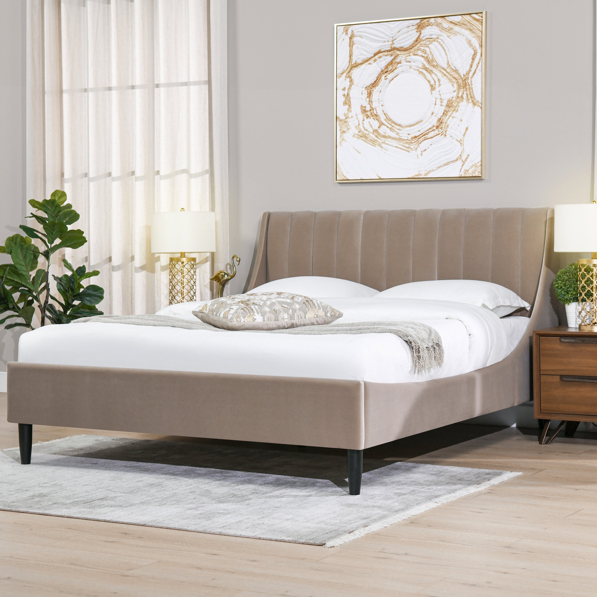 Asphodel Upholstered Platform Bed with Channel Tufted Headboard