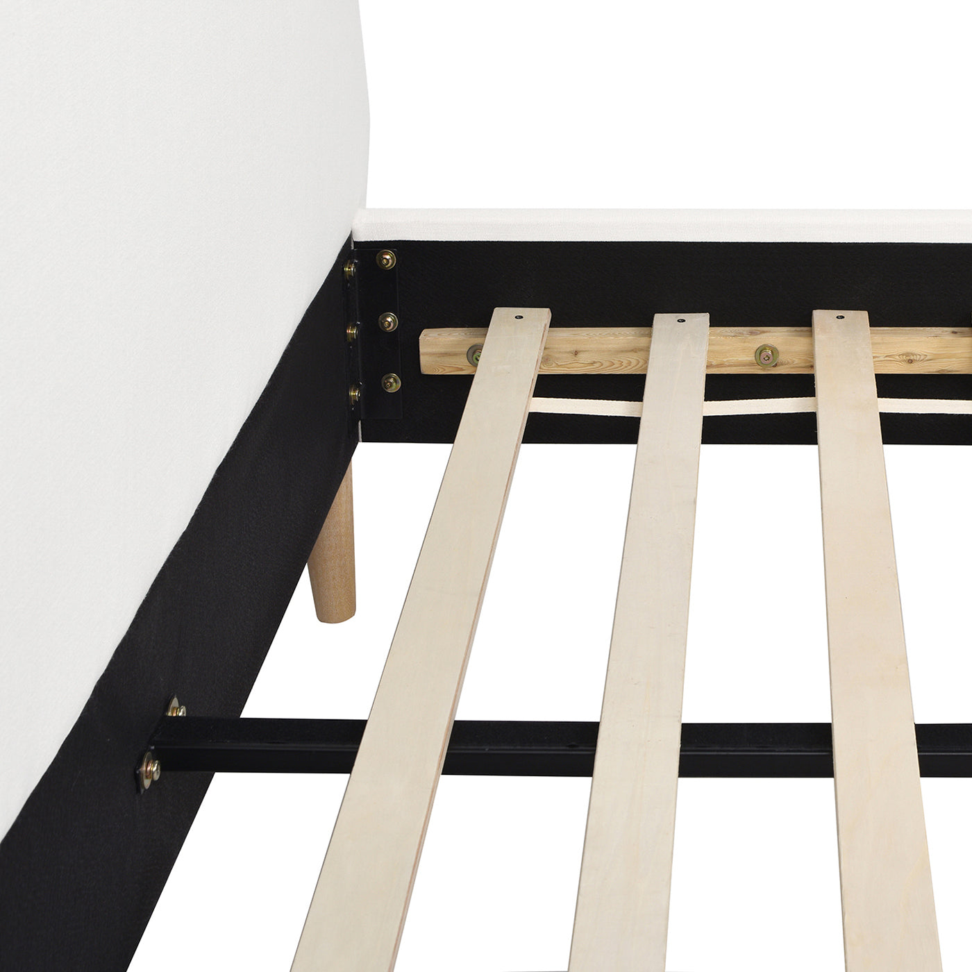 Essencee Upholstered Platform Bed with Wavy Headboard and Wood Legs
