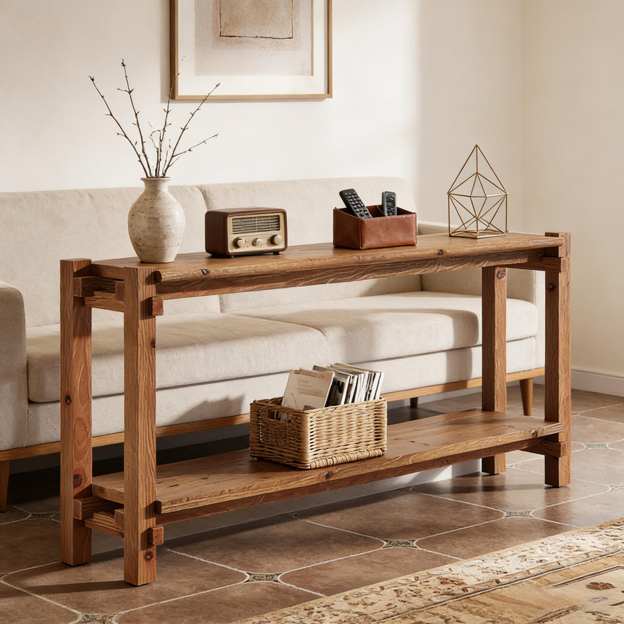 Boone 2-Tier Rustic Wood Entryway Console Table