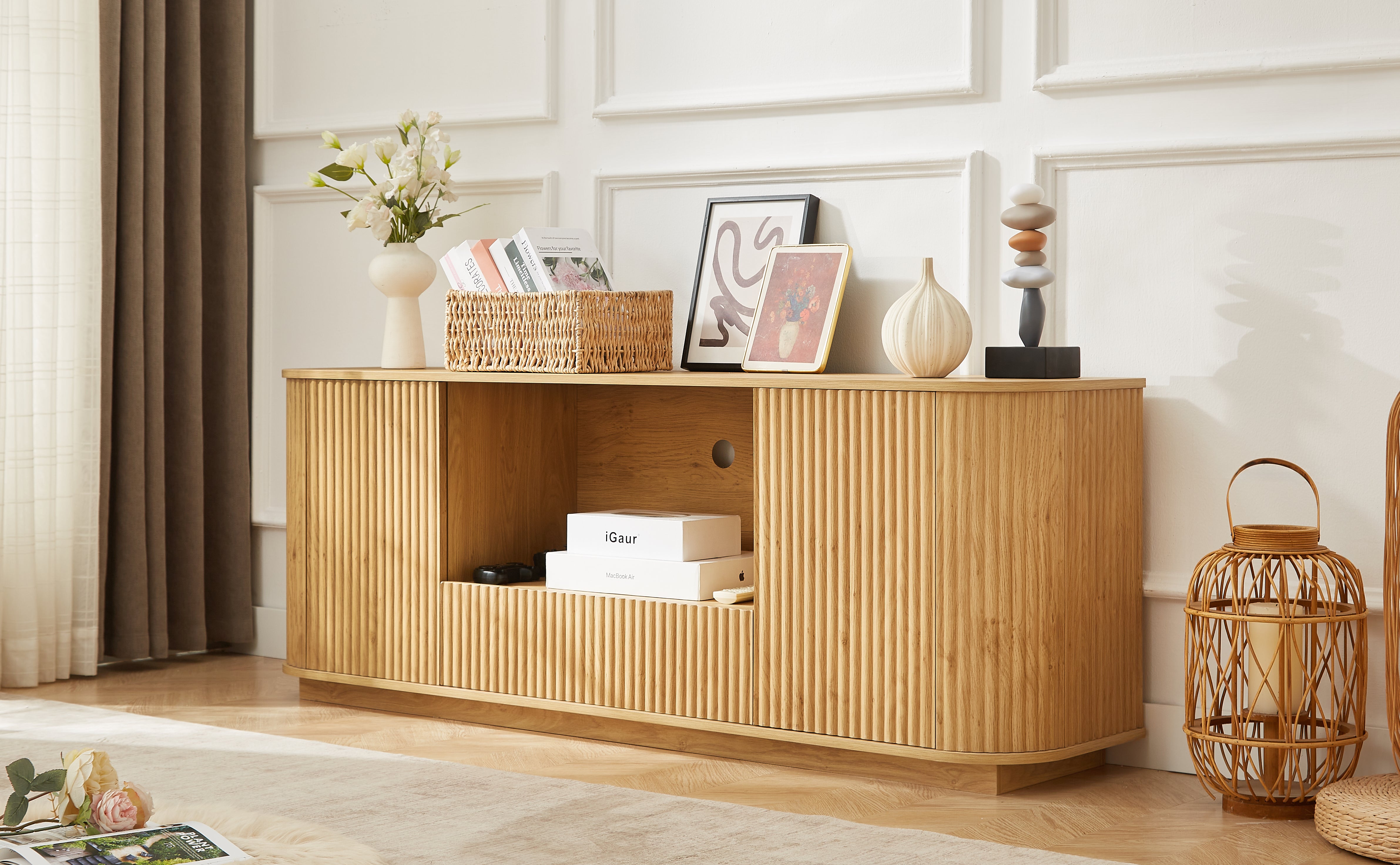 Modern Wavy TV Stand Rounded Sideboard