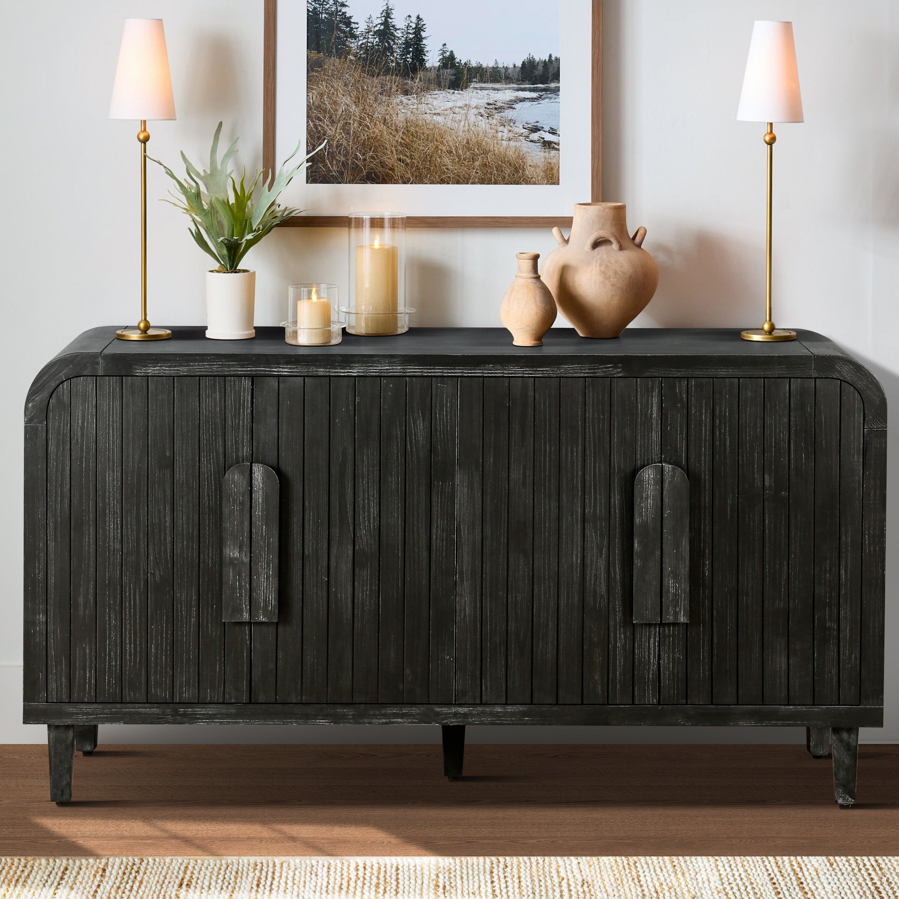 Amulette 4-Door Sideboard with Curved Edge and Adjustable Shelves