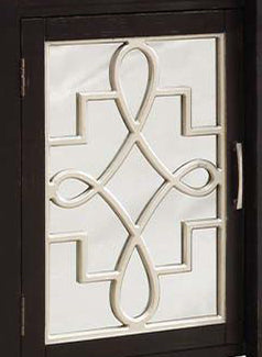 Kacia Antique Finish Console Cabinet with Mirrored Door