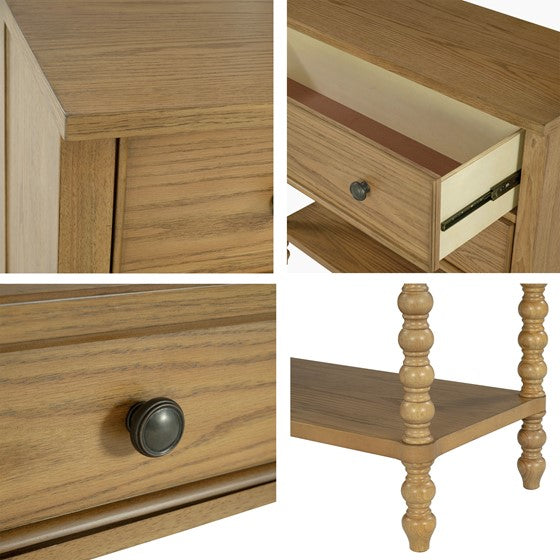 2-Drawer Accent Chest with Turned Legs and Bottom Shelf