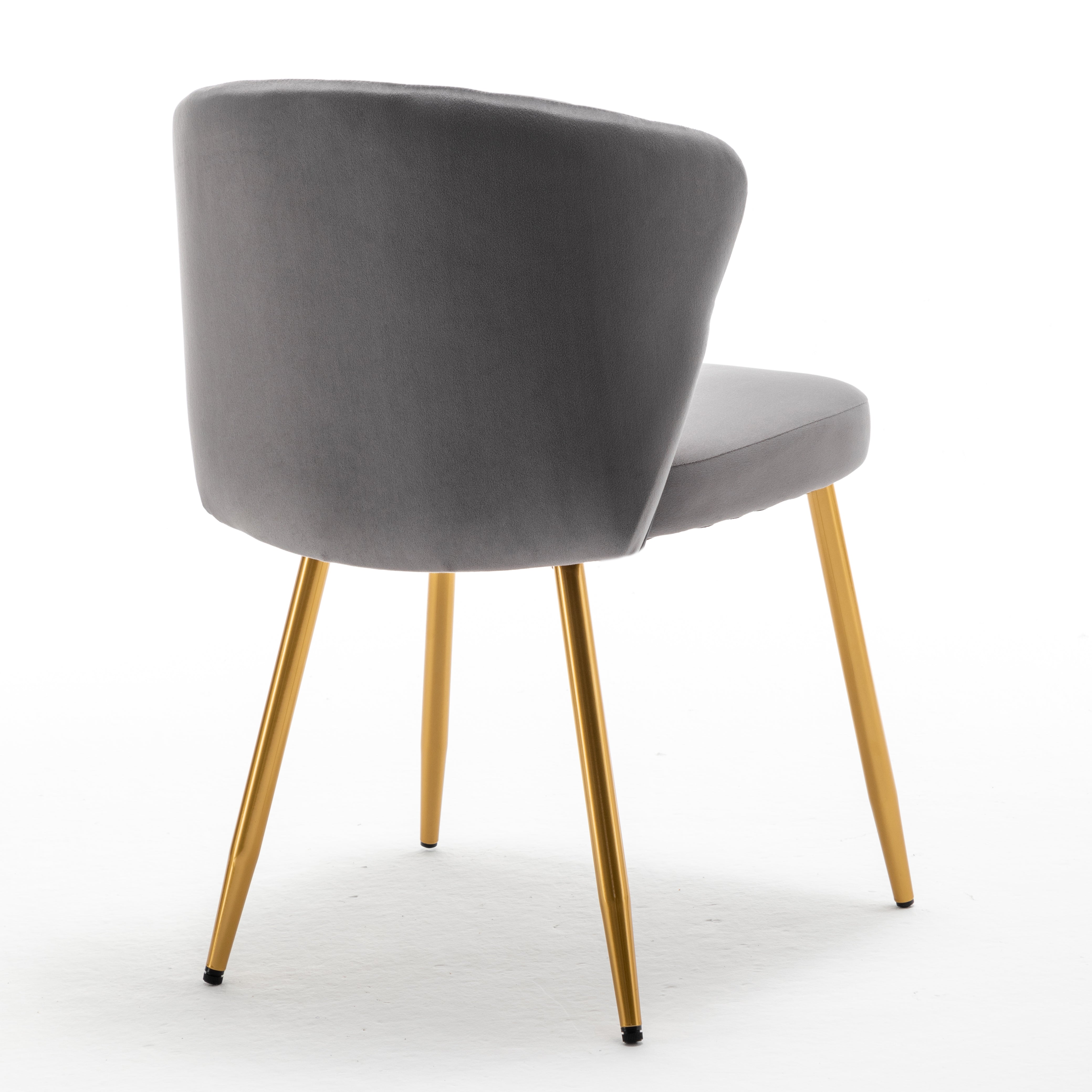 Modern Velvet Armless Accent Chair, Channel Tufted Dining Chair with Gold Metal Legs, Upholstered Side Chair for Living Room Bedroom Small Spaces