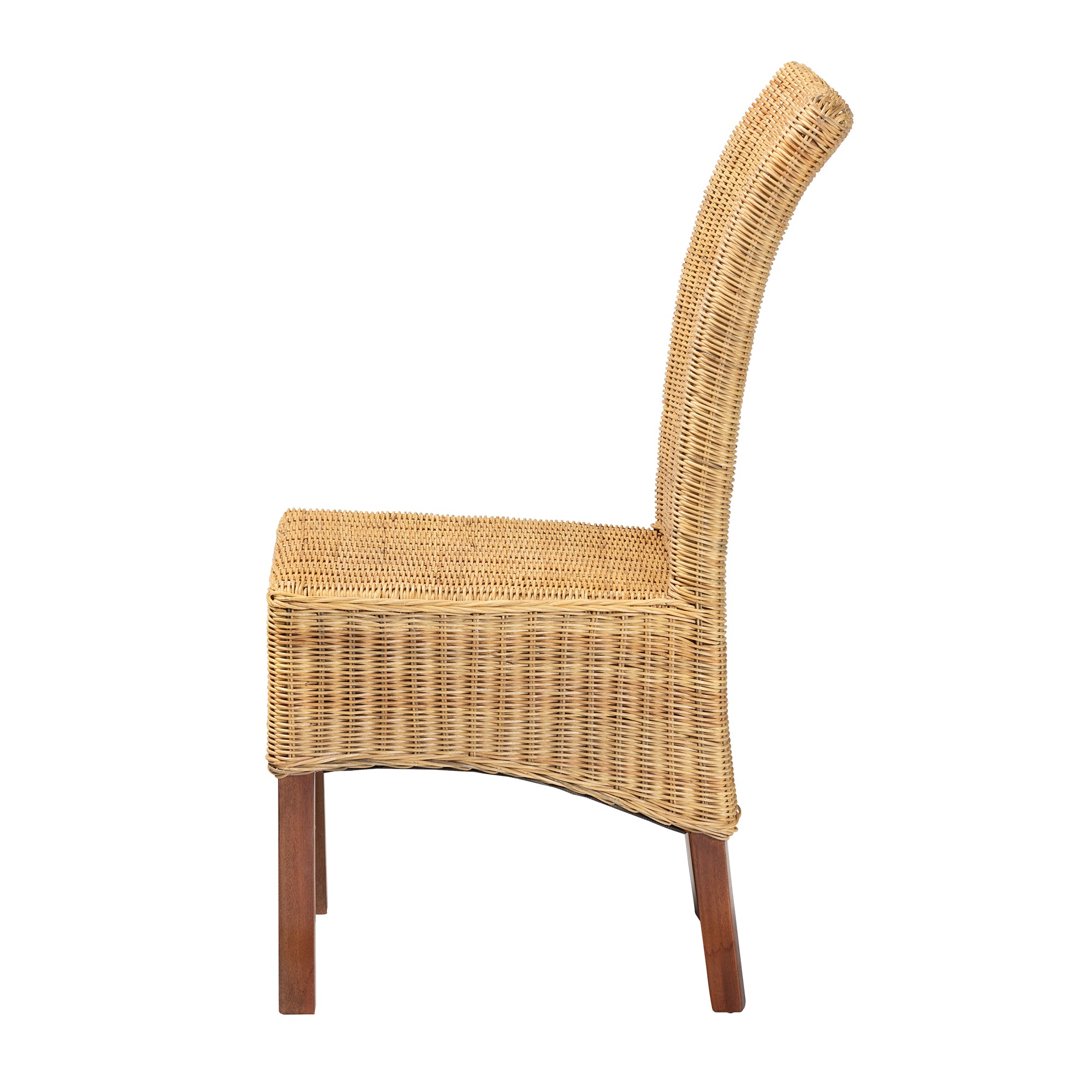 Therese Rattan and Mahogany Wood Dining Chair