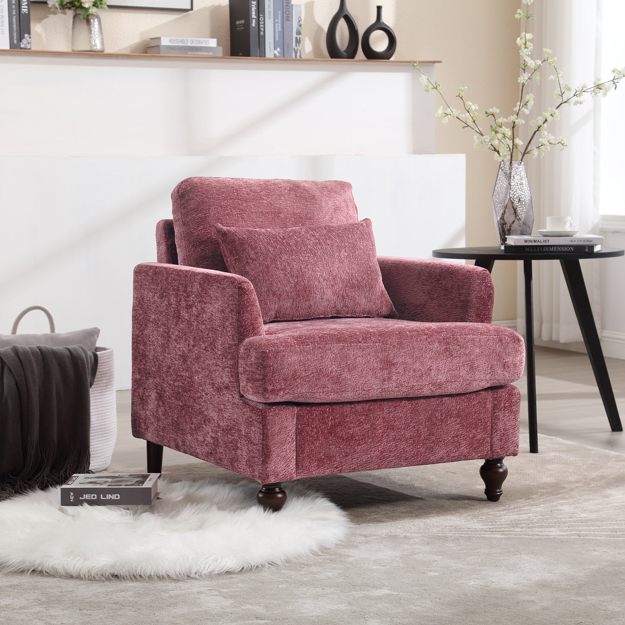 Chenille Tufted Upholstered Club Accent Chair