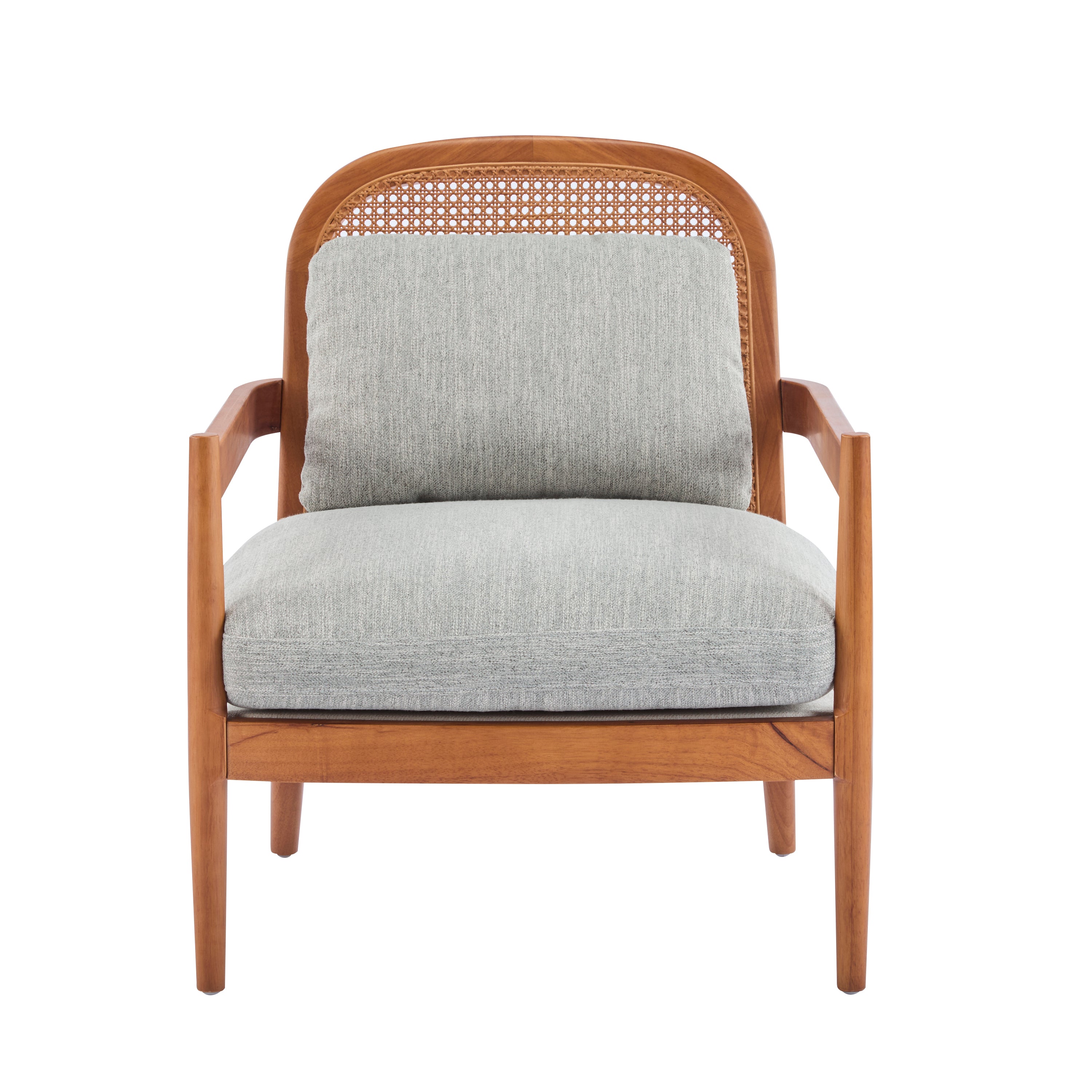 Elliston Solid Wood and Rattan Accent Chair with Cushions, Set of 2