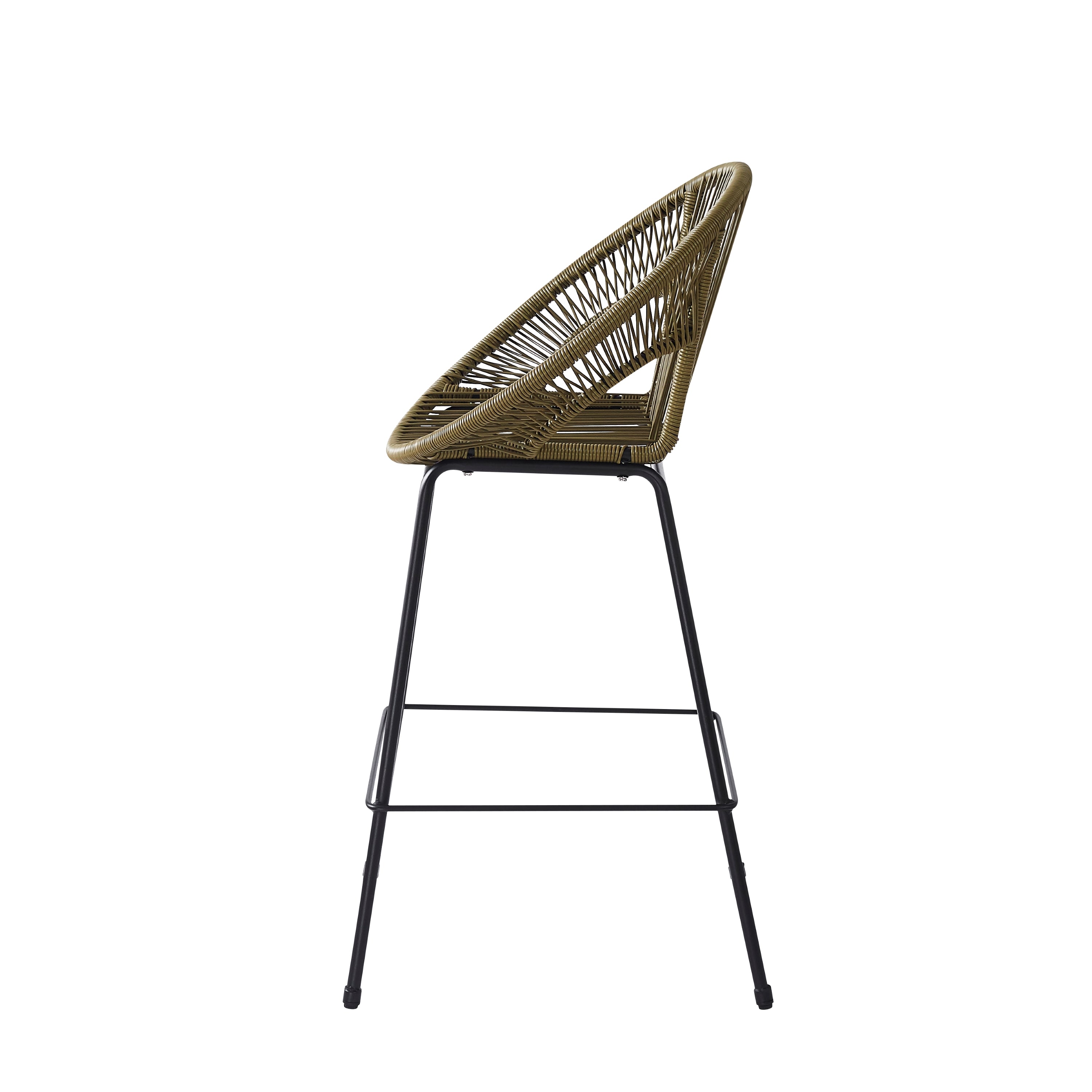 Entwined Outdoor Bar Stool with Ergonomic Design and Footrest, Set of 2