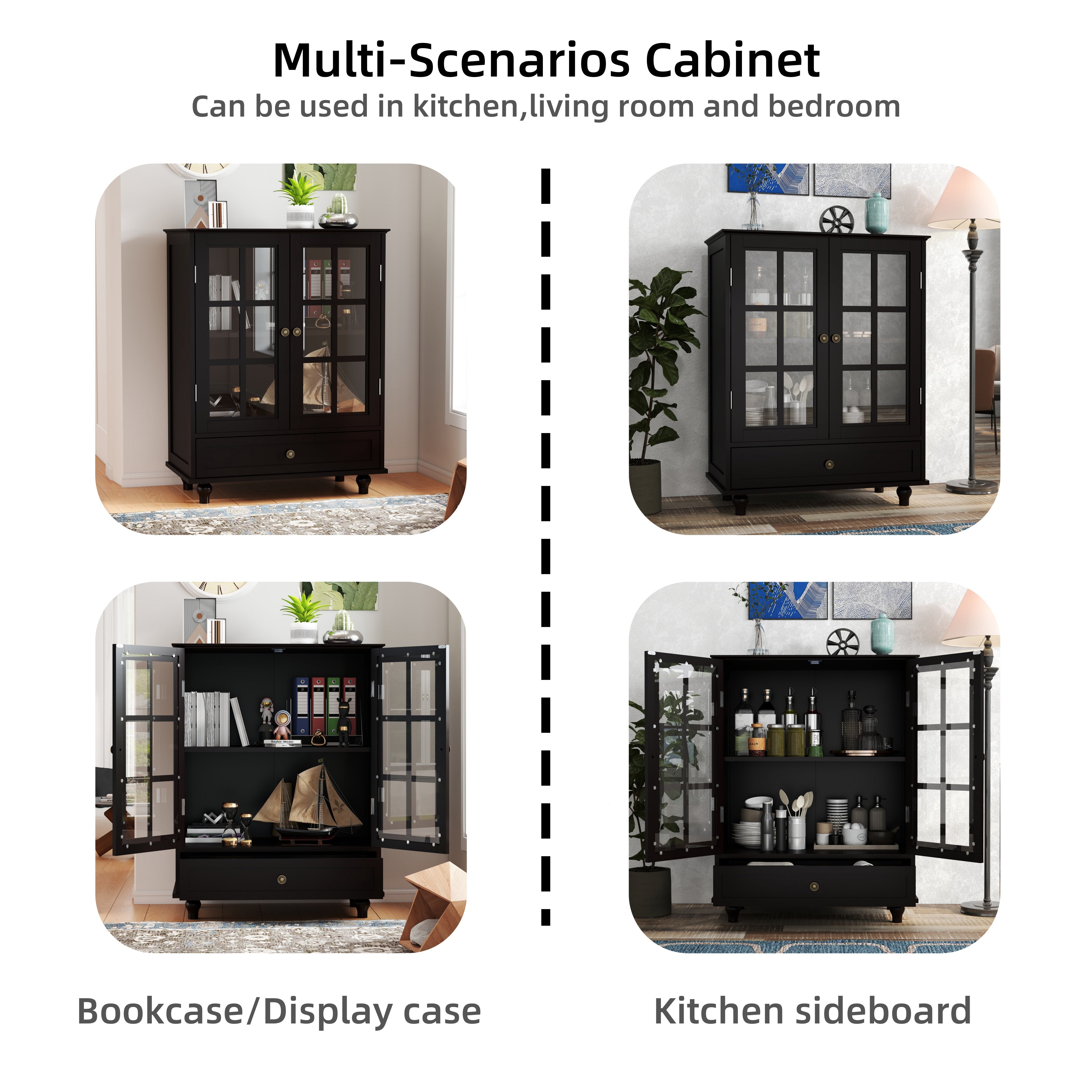Double Glass Door Accent Cabinet