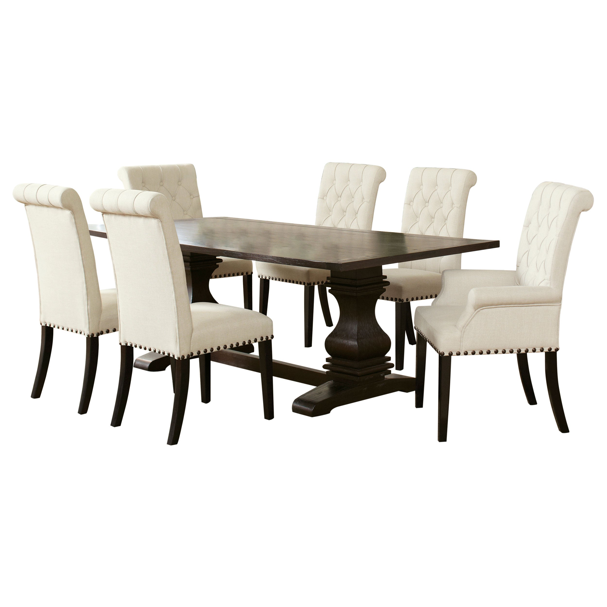 Sonja Cream Dining Set with Tufted Upholstered Dining Chairs