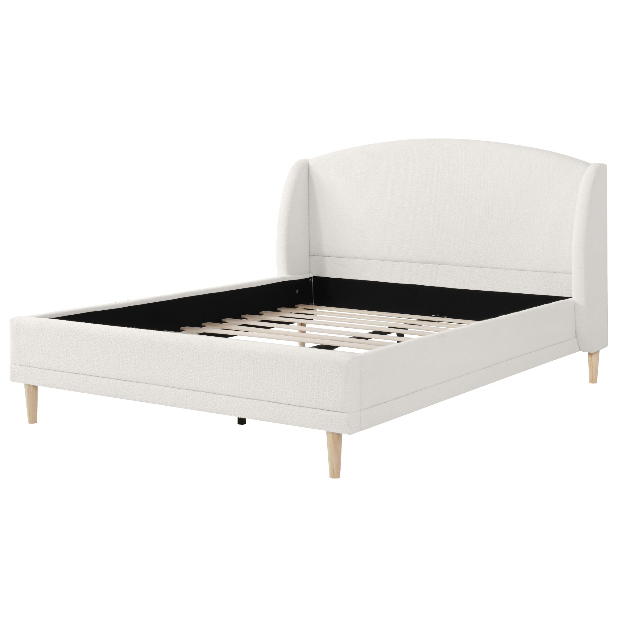 Boucle Fabric Upholstered Platform Bed