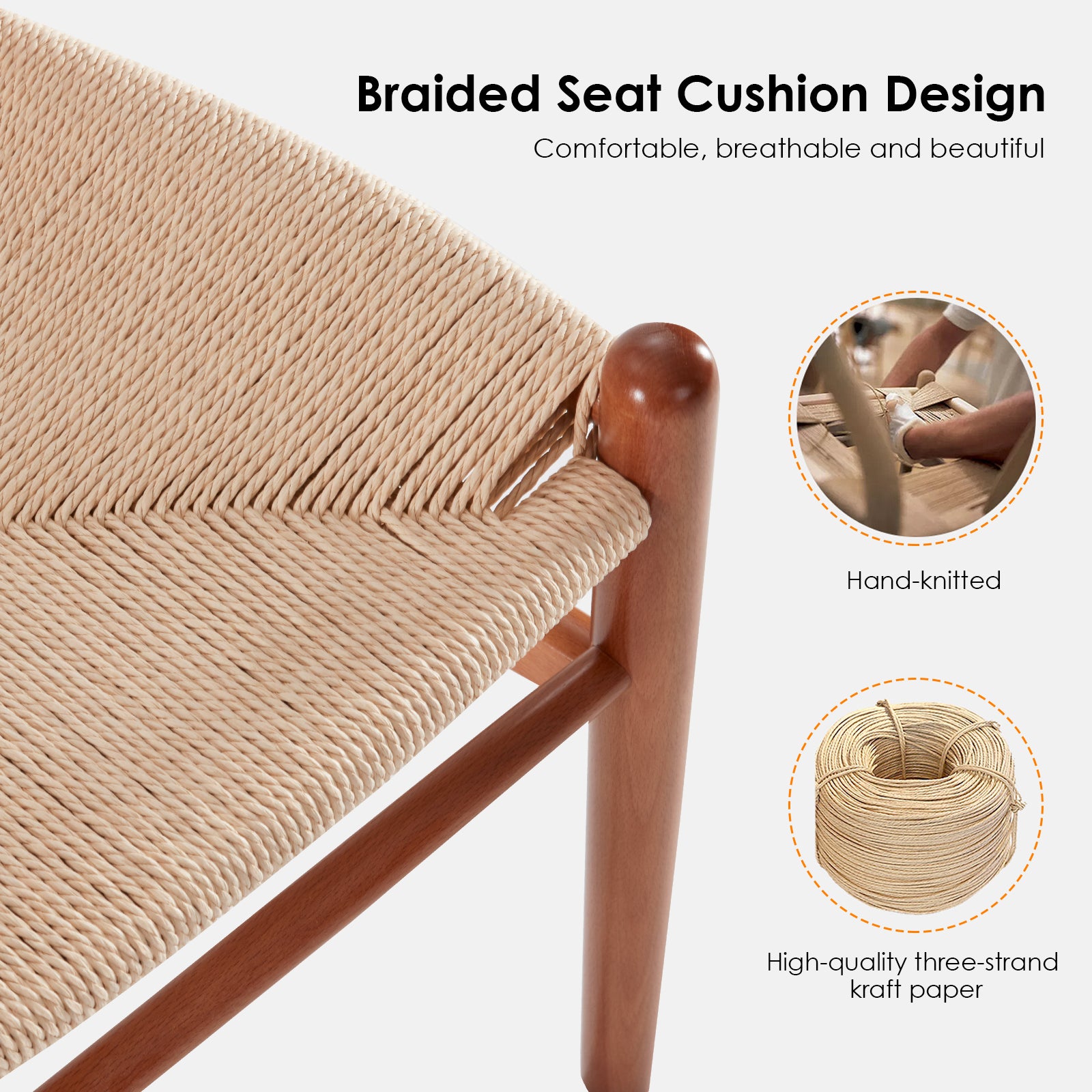 Wishbone Dining Chairs with Woven Seat, Set of 2