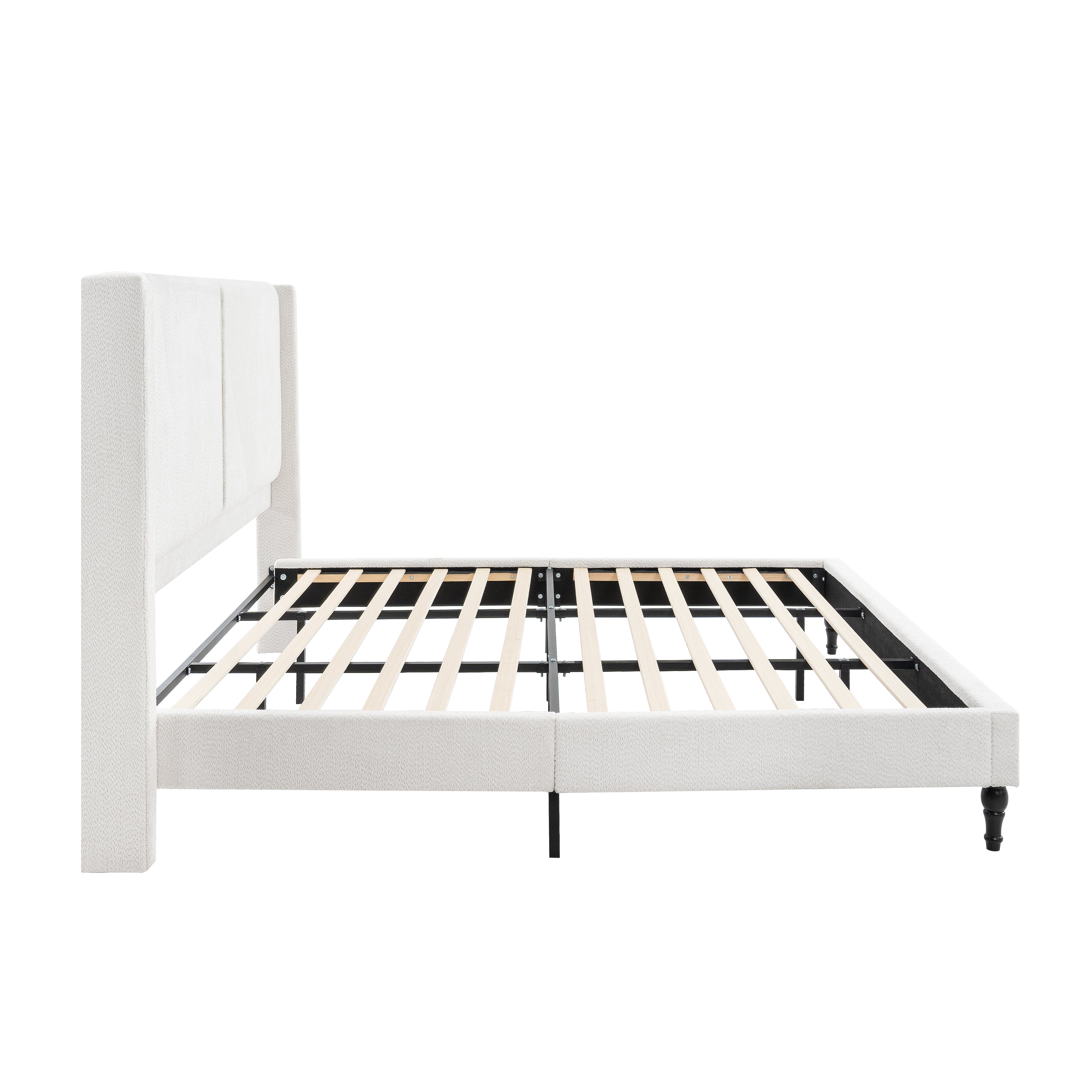 Bed Frame with 55.5"High Back Boucle Upholstered Headboard