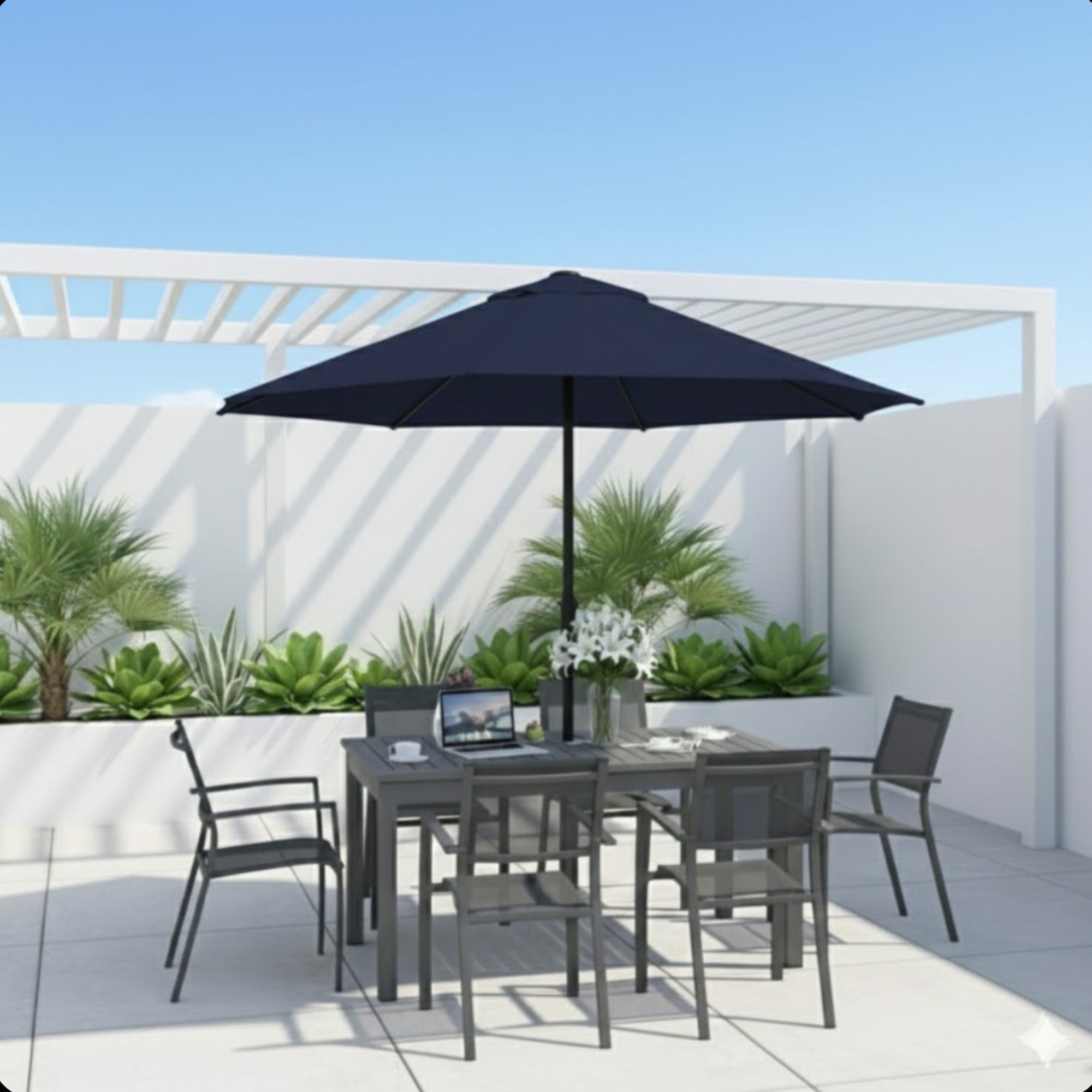 7.5 Feet Market Umbrella with Crank Lift & Tilt, Base Not Included