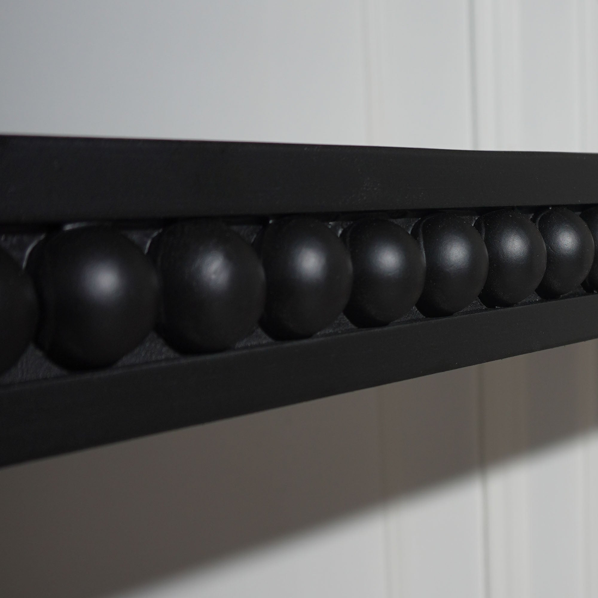 Curved Waterfall-Style Wood Beaded Console Table