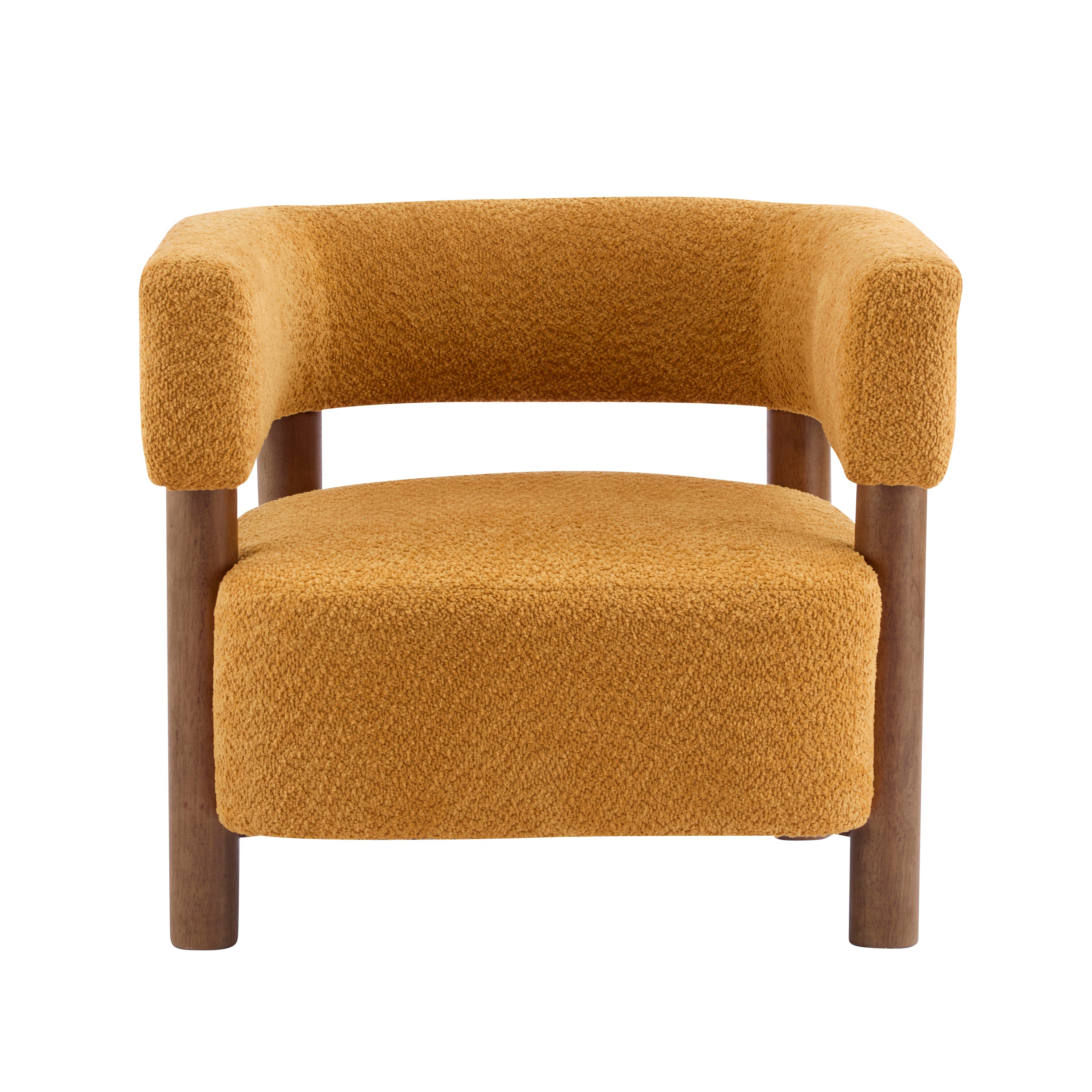 Boucle Upholstered Accent Arm Chair with Modern Wooden Frame