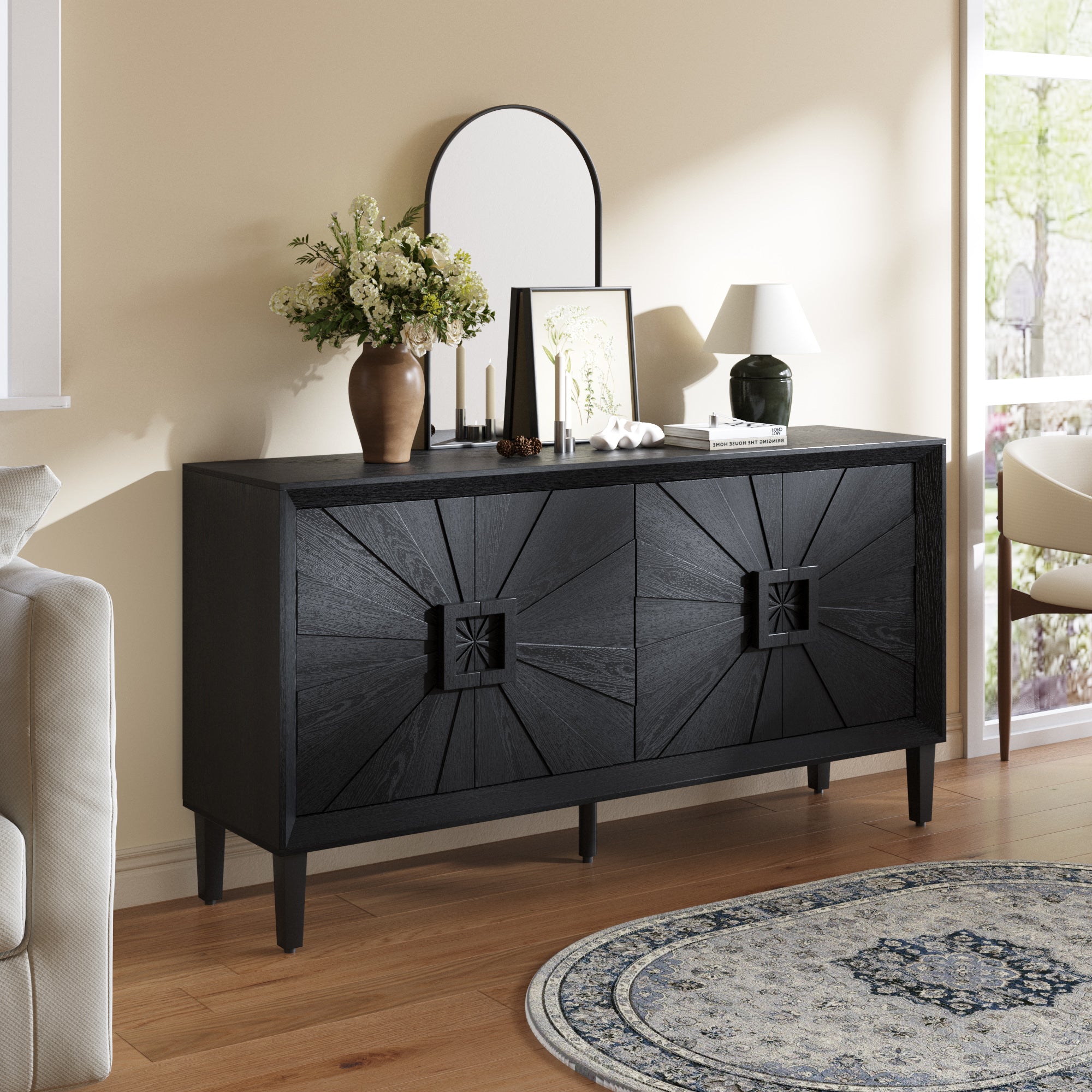 Sunburst Storage Cabinet with Adjustable Shelves