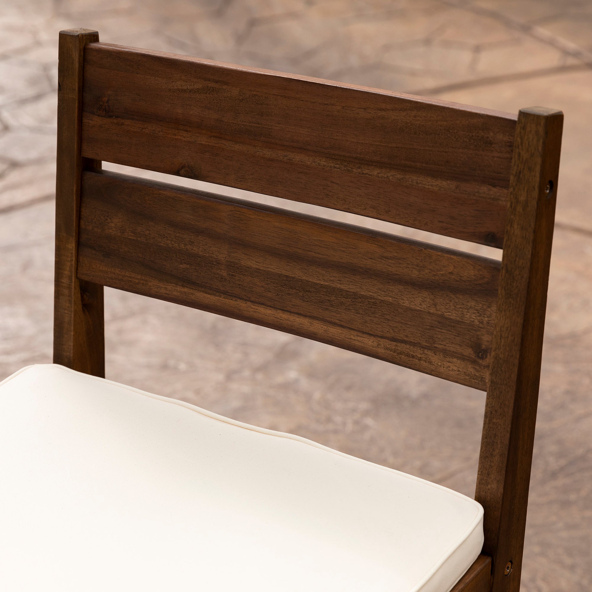 Solid Acacia Wood Counter Stools with Cushion, Set of 2