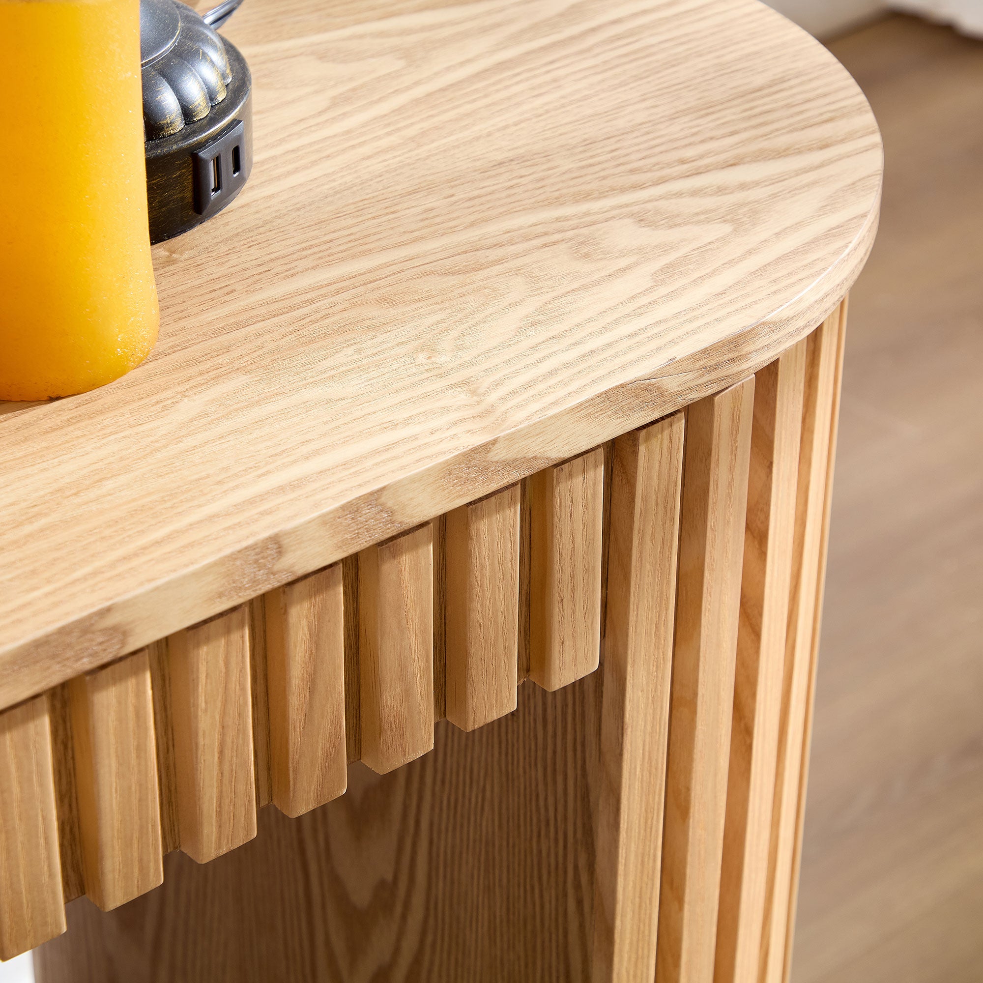 Mariposa Console Table with Drawer and Unique Vertical Stripe Design
