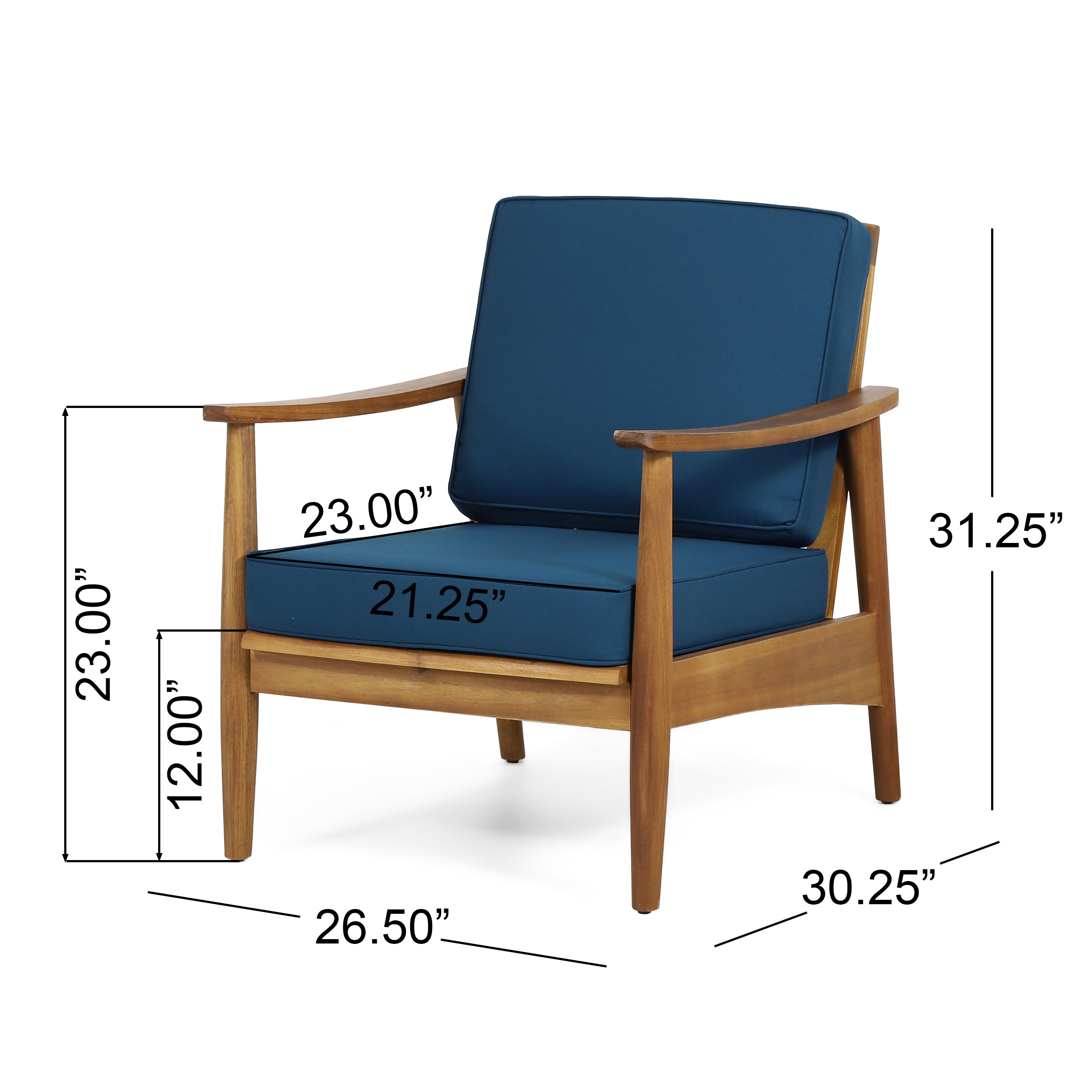 Ellsworth Outdoor Acacia Wood Club Chair