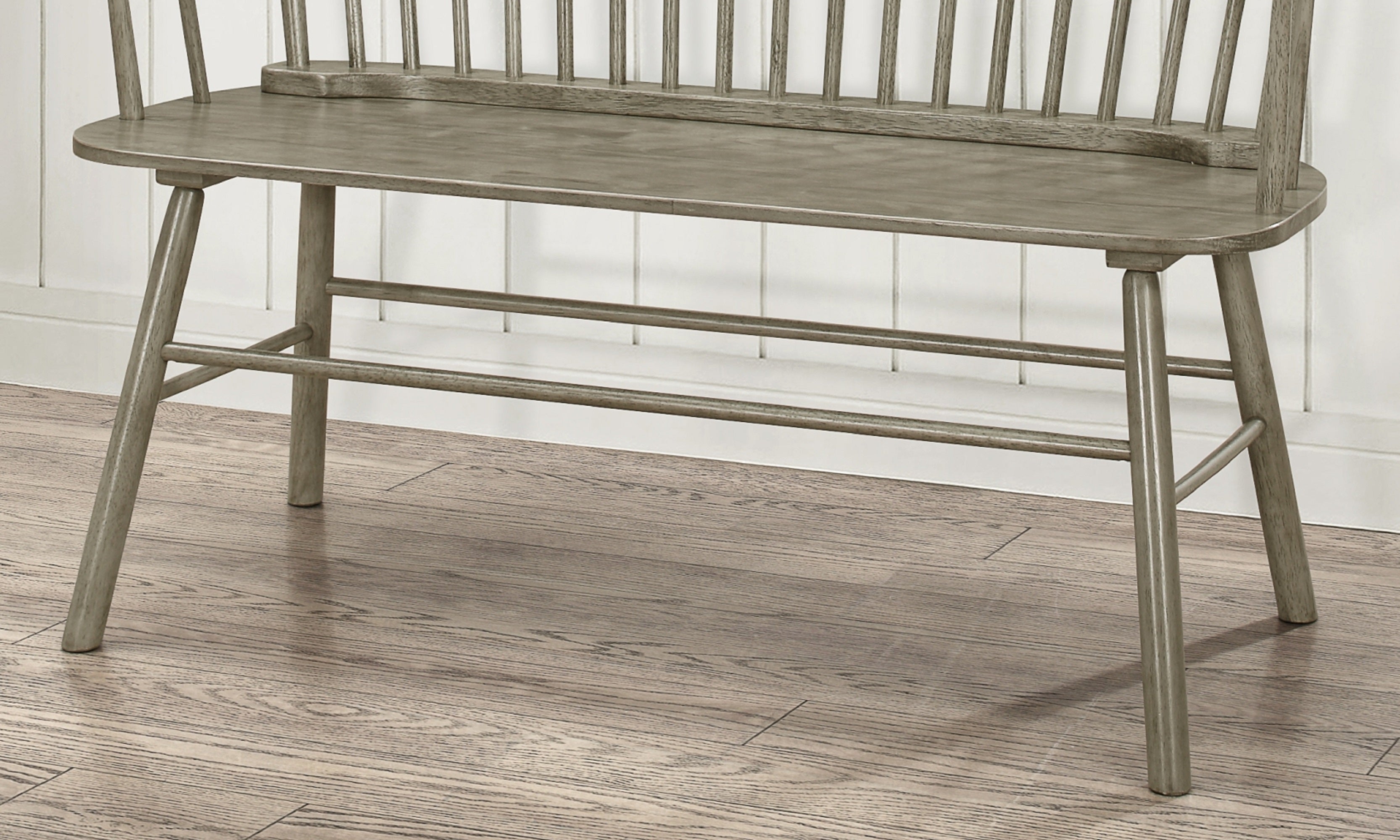 Farmhouse Vintage-Style Wood Spindle Back Bench