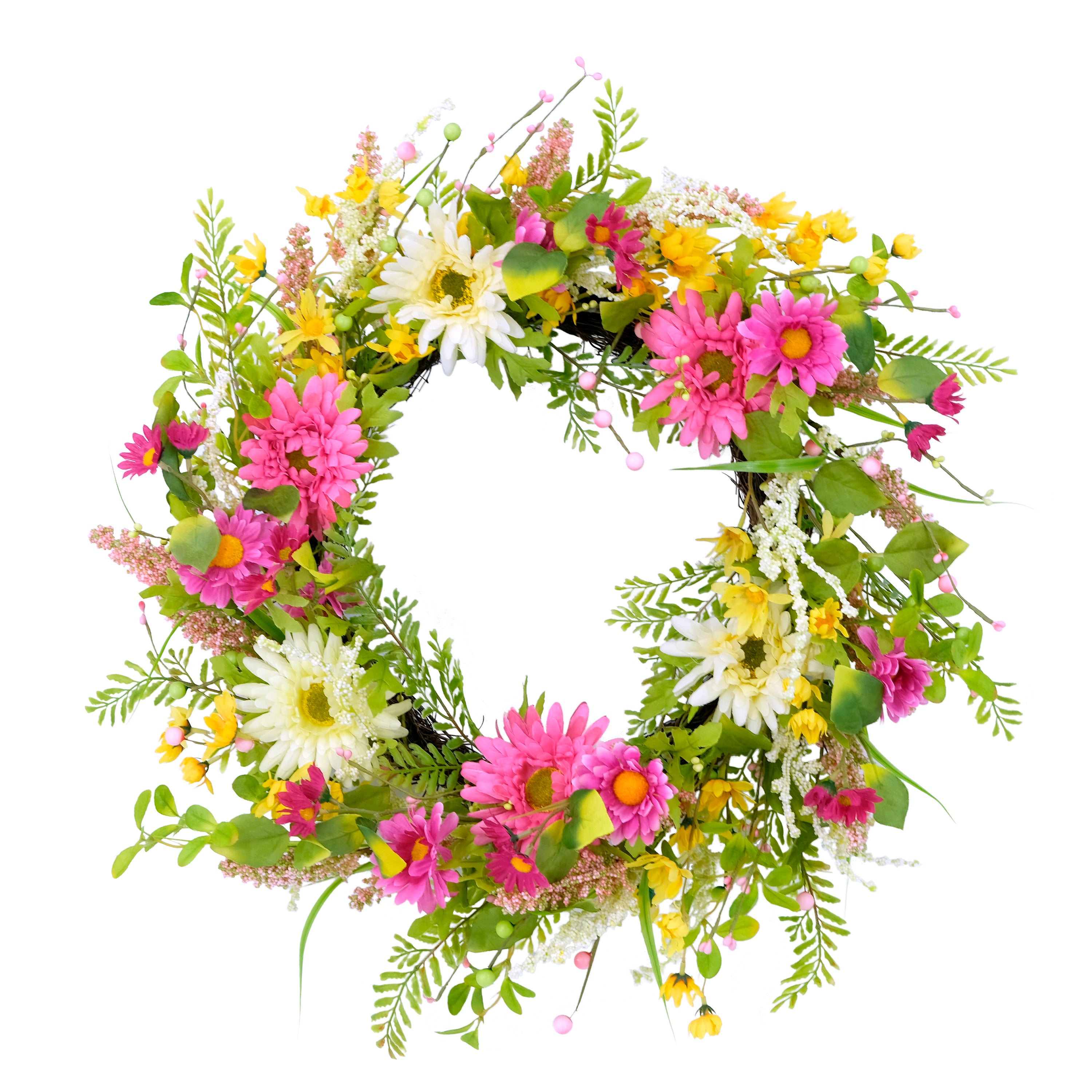 24" Artificial Multicolor Chrysanthemum Floral Spring Door Wreath
