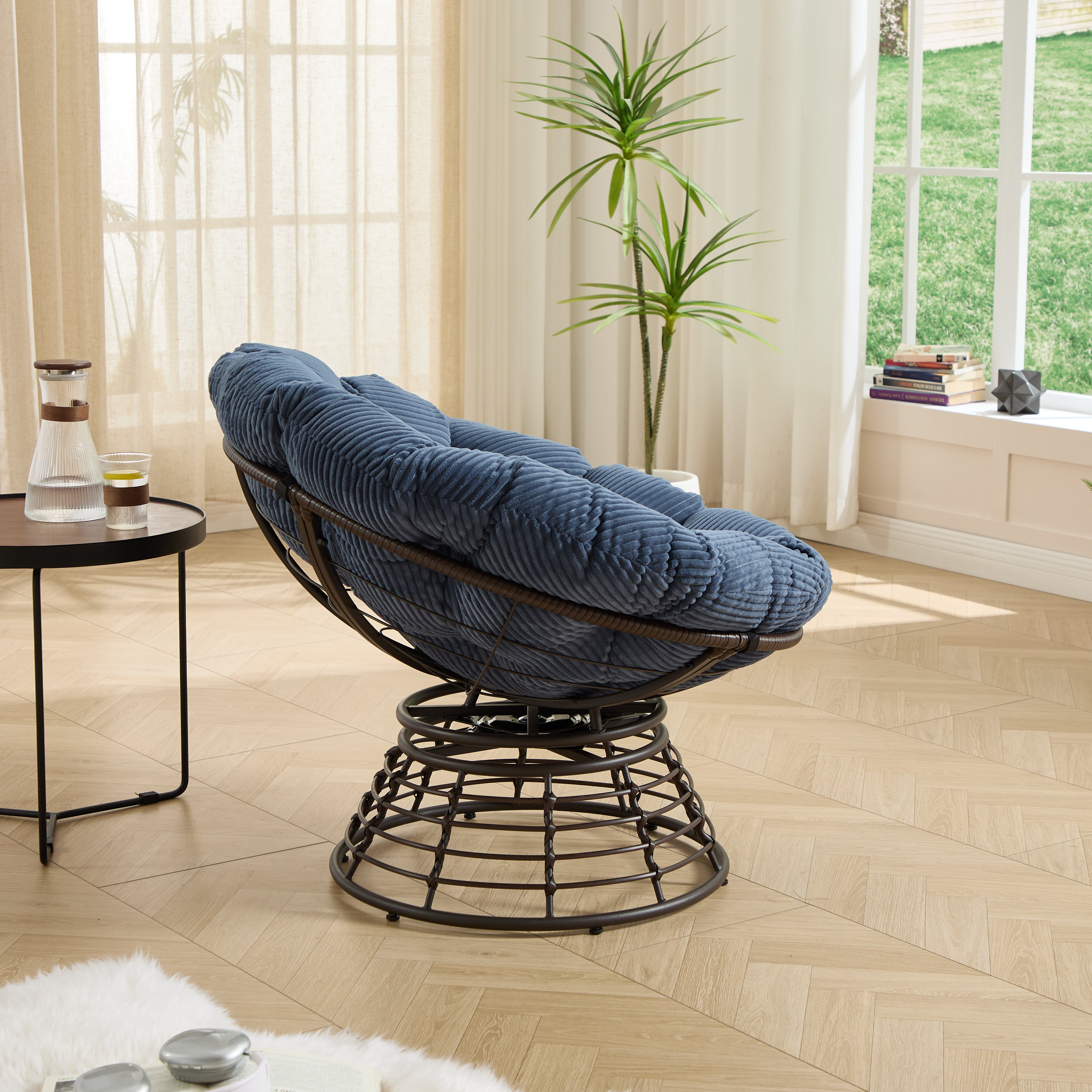 The Original Papasan™ 360° Swivel Indoor Outdoor Wicker Papasan Chair with Soft Thick Cushion
