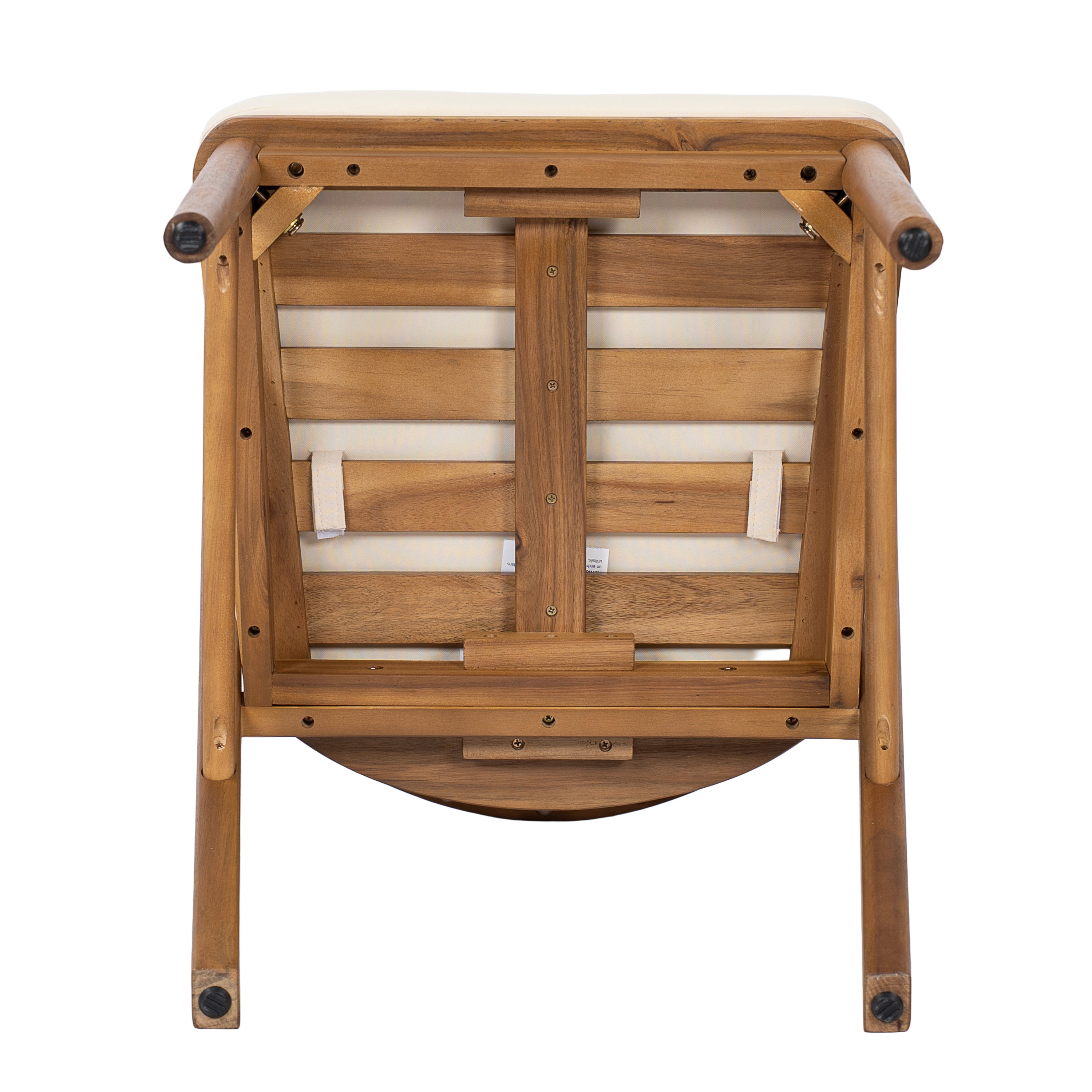 Outdoor Acacia Wood Patio Dining Chairs with Cream Washable Cushion, Set of 2