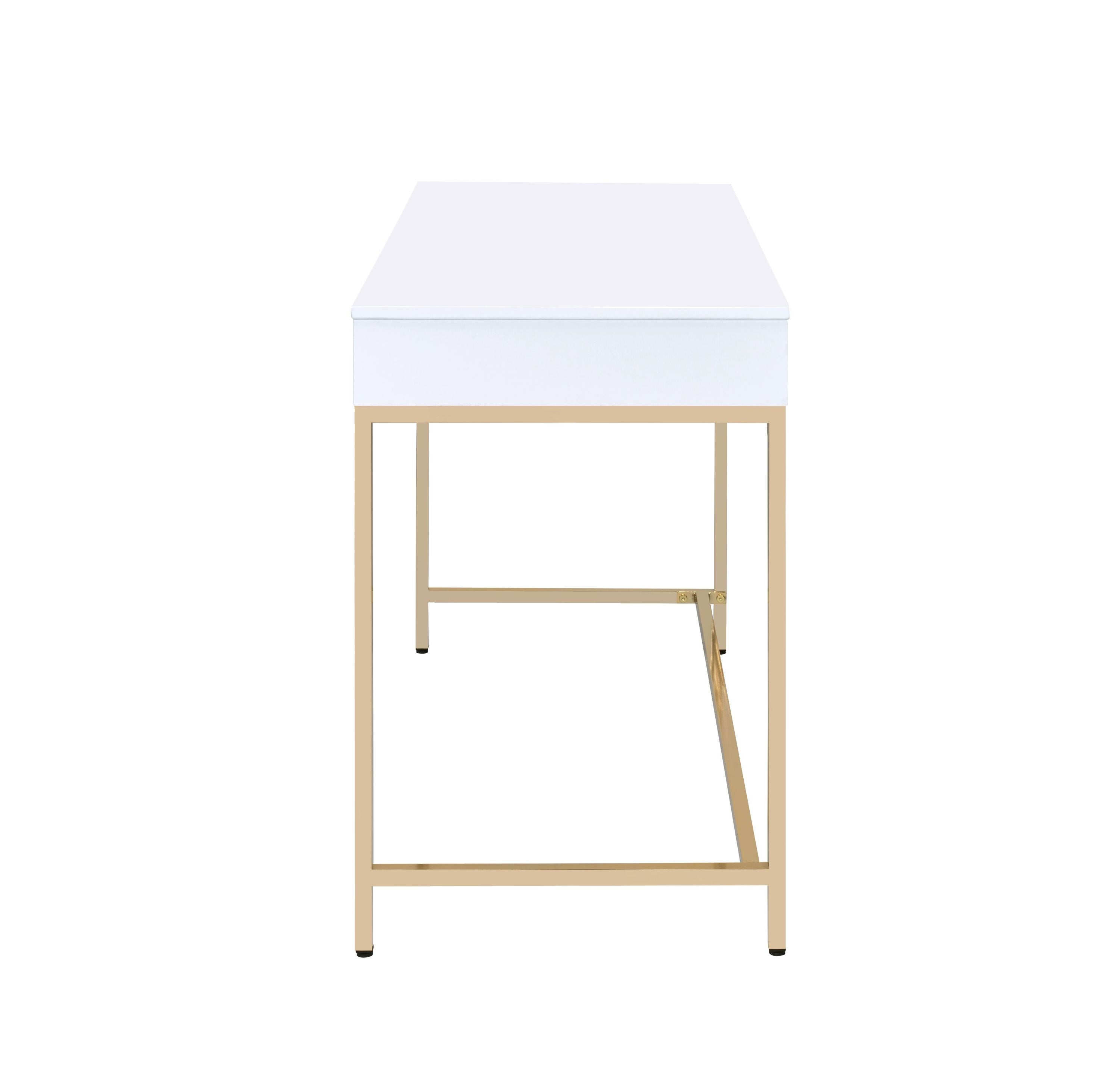 Ottey High Gloss & Gold Finish Writing Desk