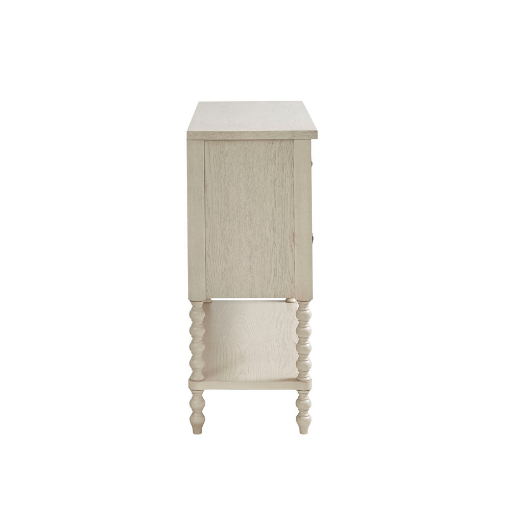 2-Drawer Accent Chest with Turned Legs and Bottom Shelf