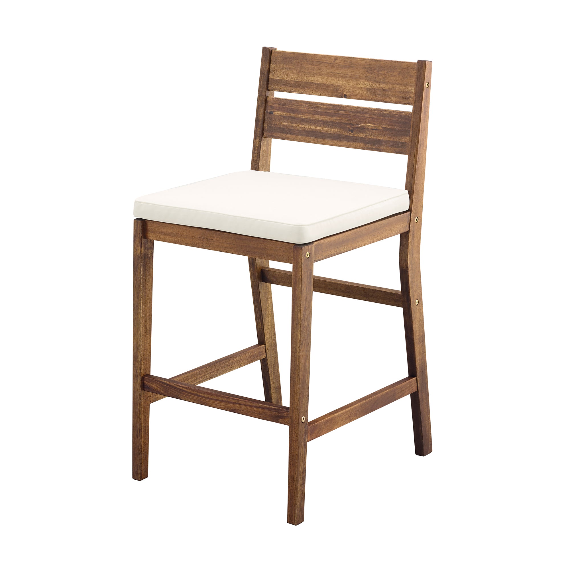 Solid Acacia Wood Counter Stools with Cushion, Set of 2