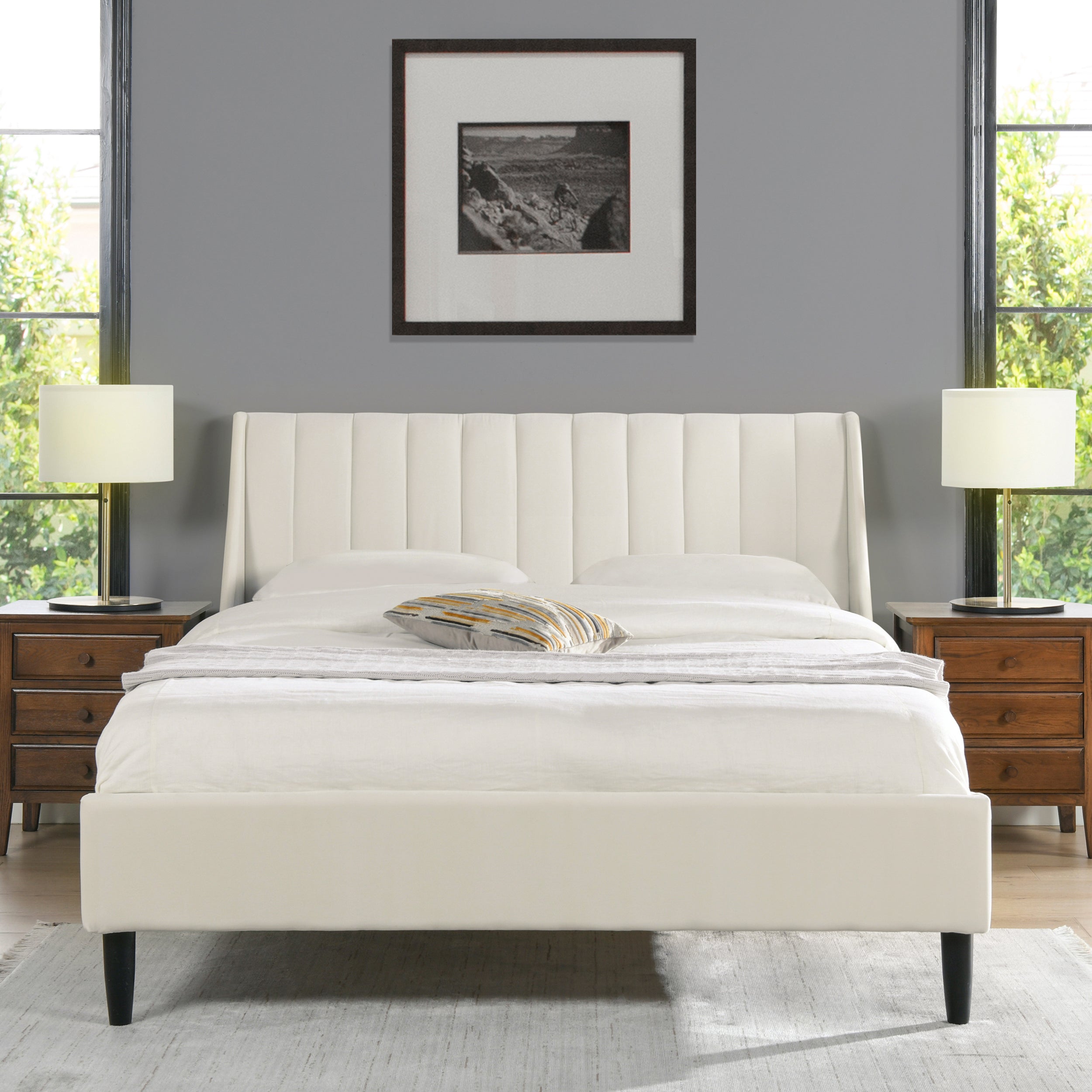 Asphodel Upholstered Platform Bed with Channel Tufted Headboard