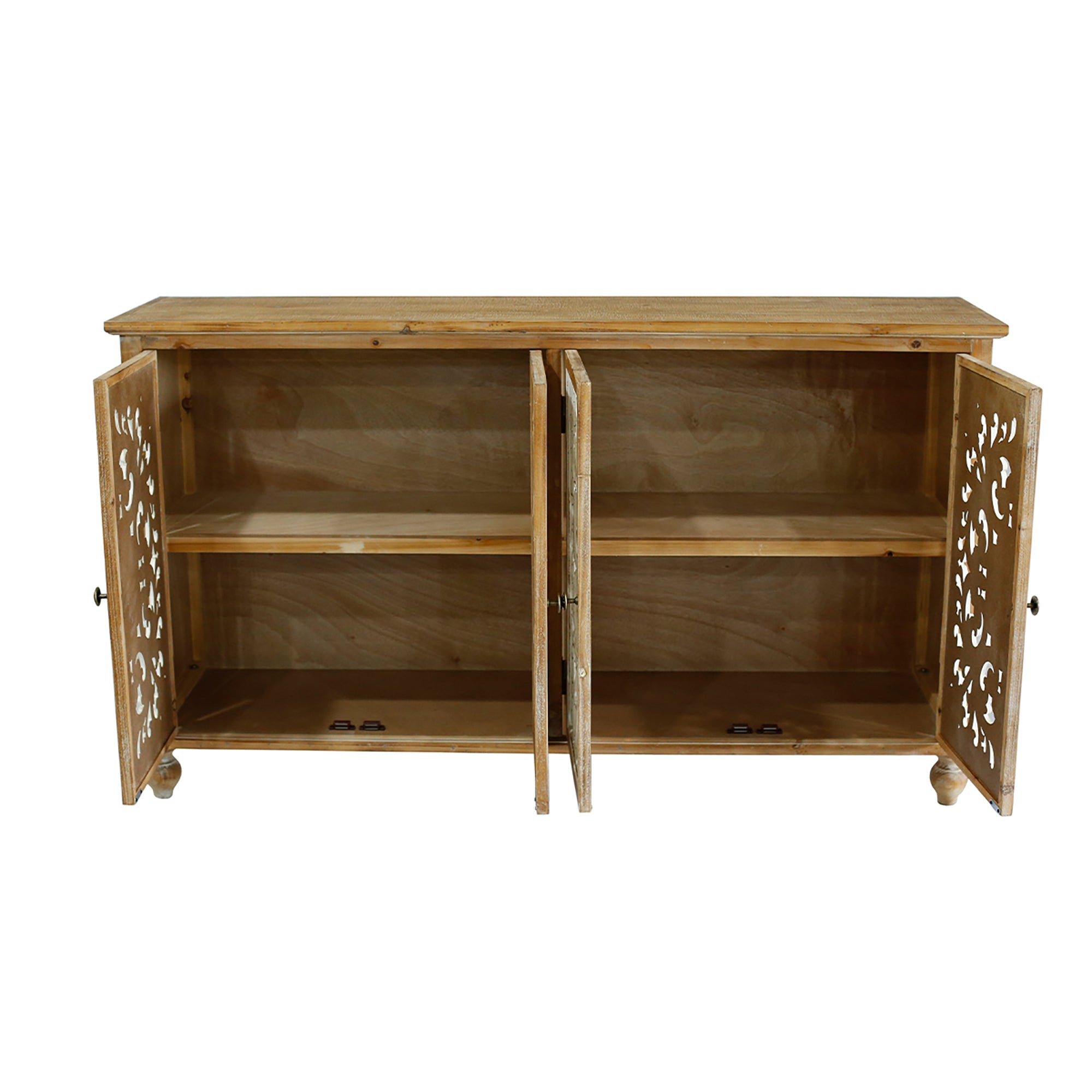 Accent Cabinet with 4 Carved Floral Doors
