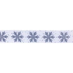 2.5" Grey Snowflake Pattern Polyester Ribbon (Set of 2)