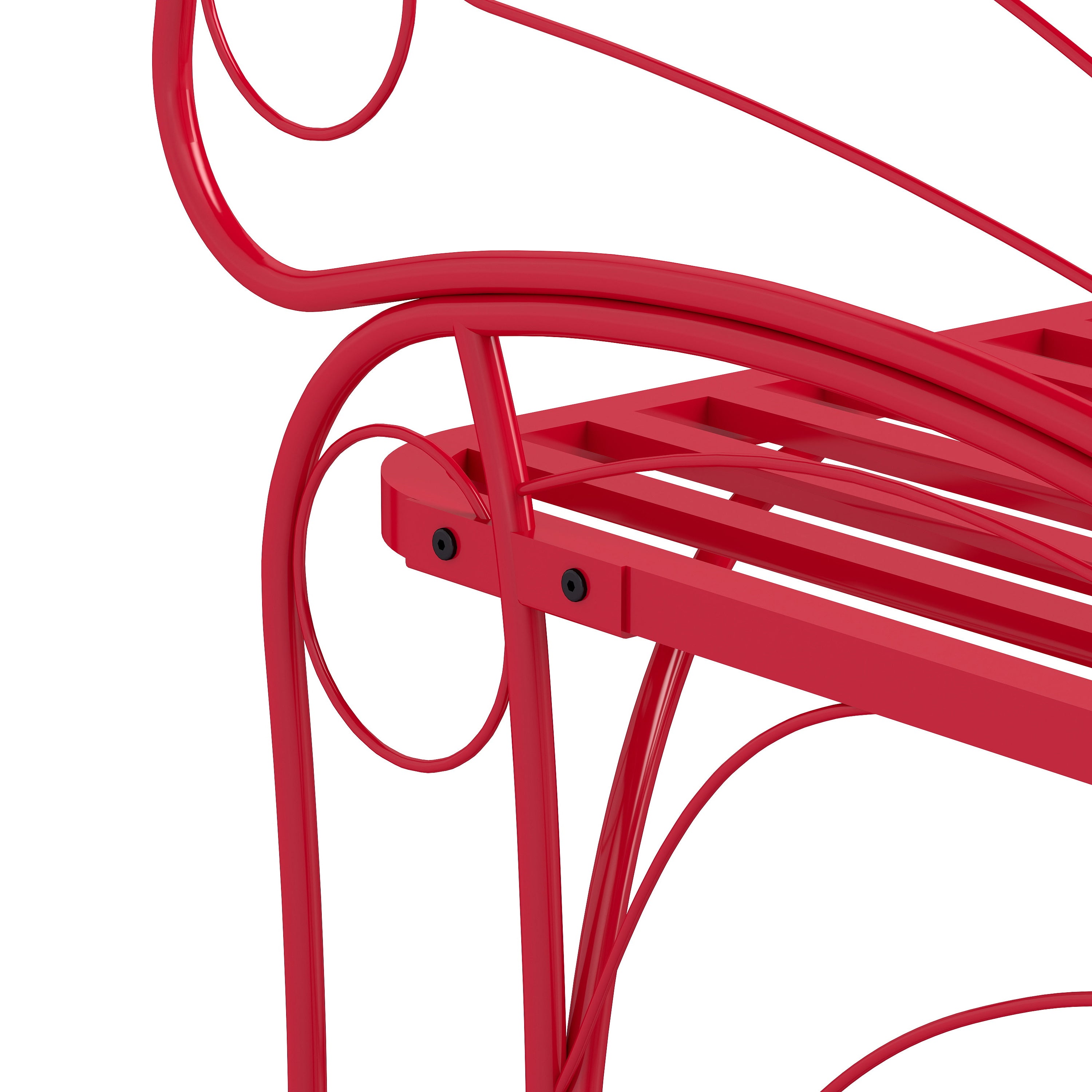 Monazite Outdoor Bench with Butterfly Back Design and Metal Frame