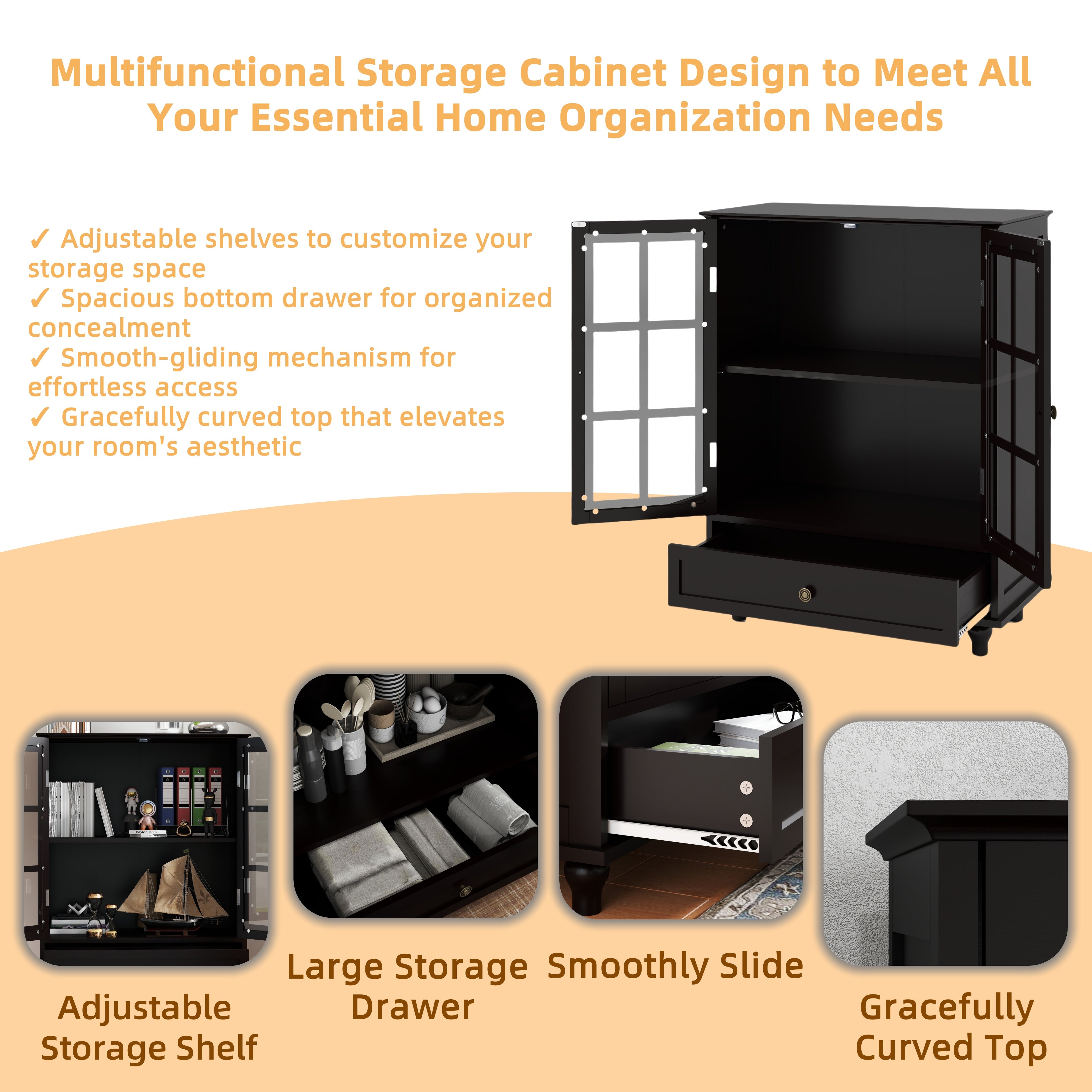 Double Glass Door Accent Cabinet