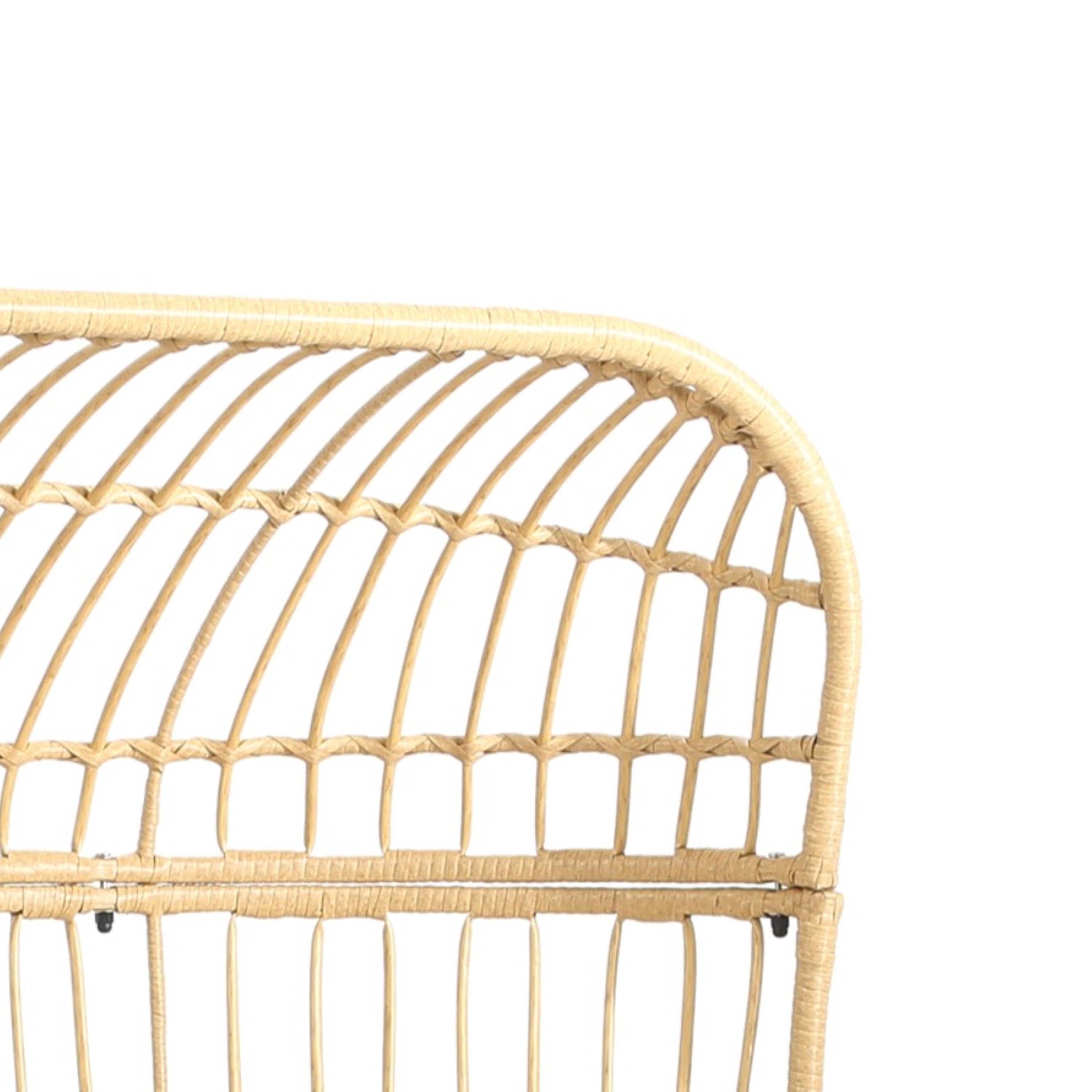 Outdoor Wicker Loveseat with Iron Frame and Seat Cushion