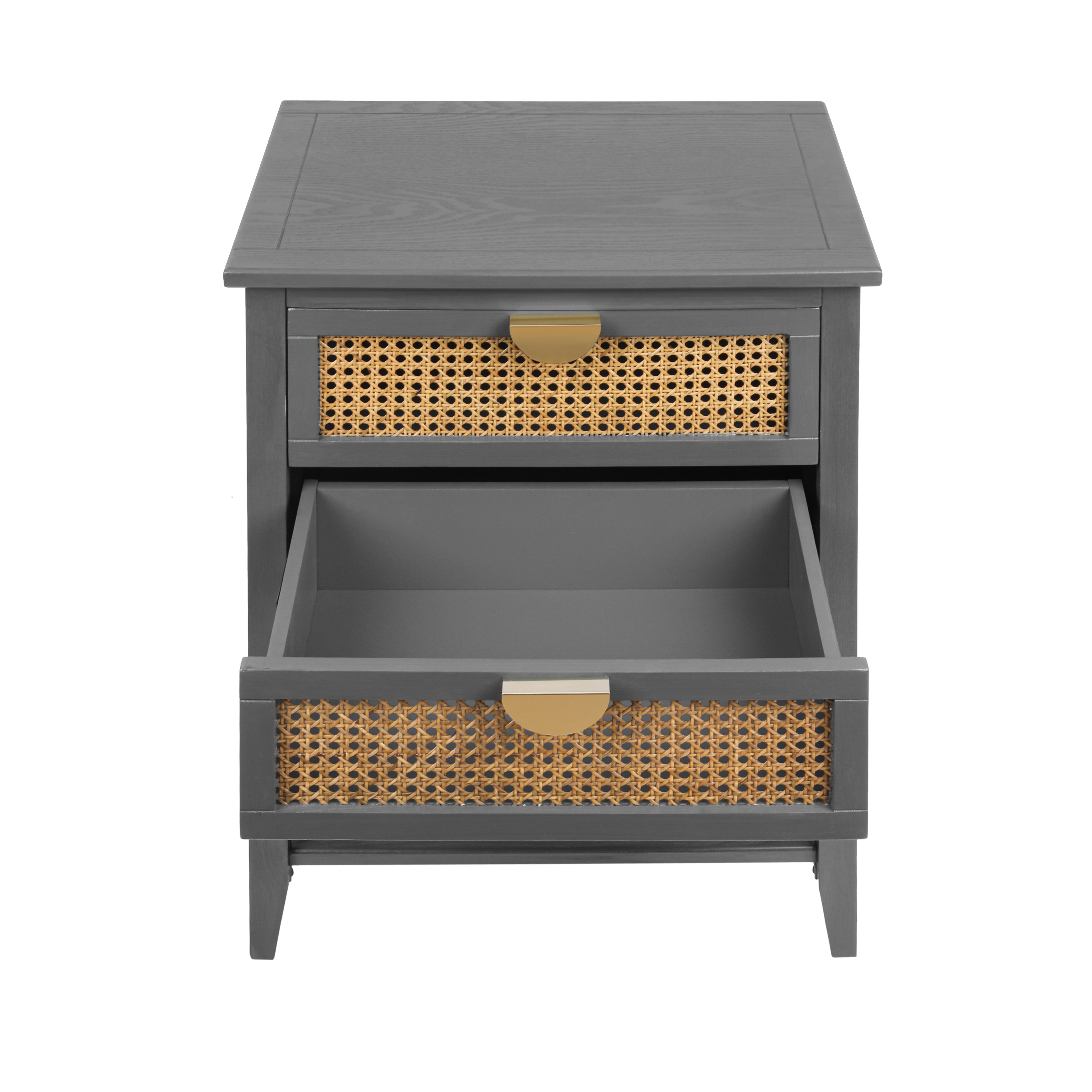2-Drawer Side Table with Natural Rattan Drawers