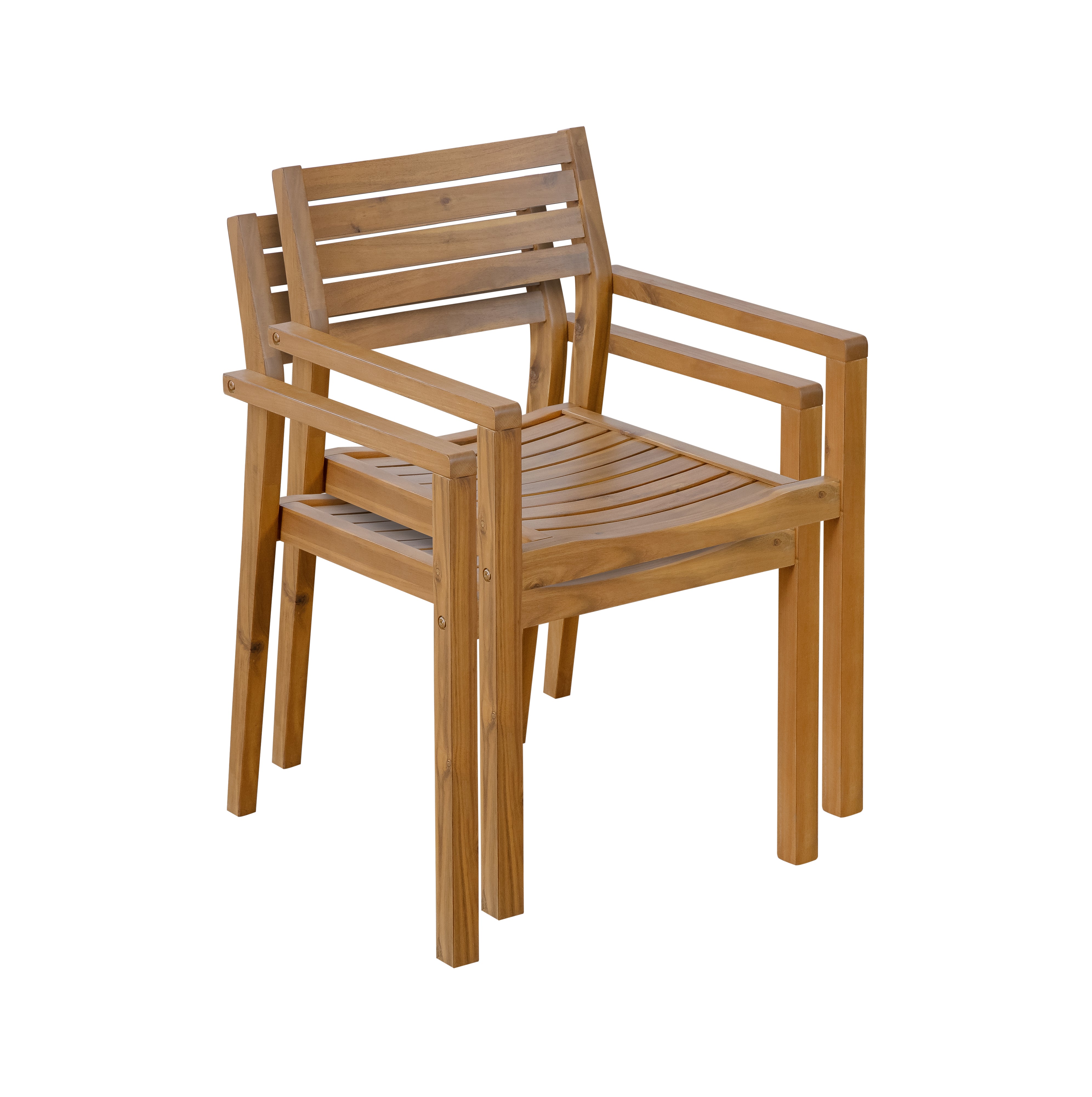 5-Piece Outdoor Dining Set with 4 Acacia Wood Chairs, 47.2" Round Dining Table with Slatted Design
