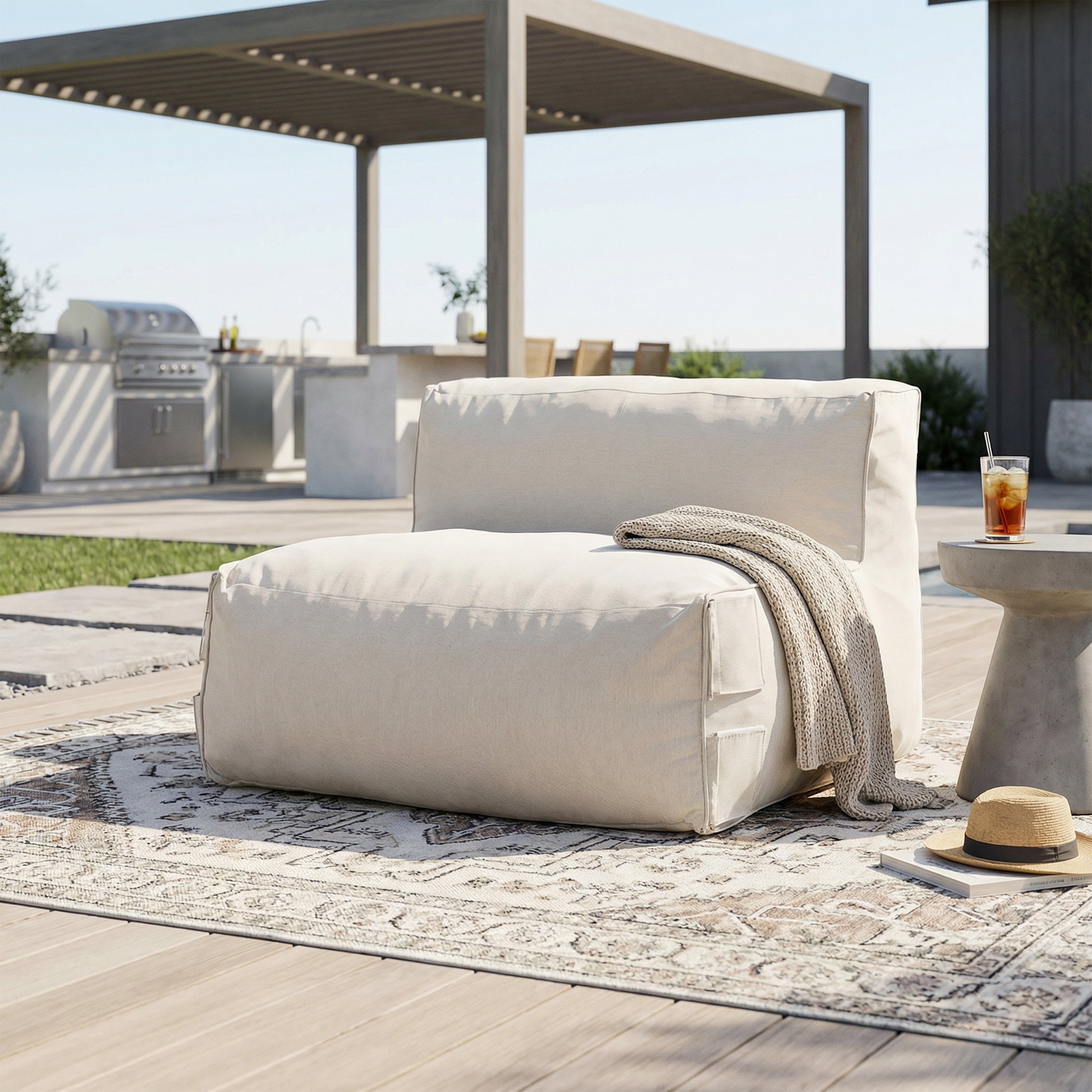 Nerissa Outdoor Patio Armless Bean Bag Sofa