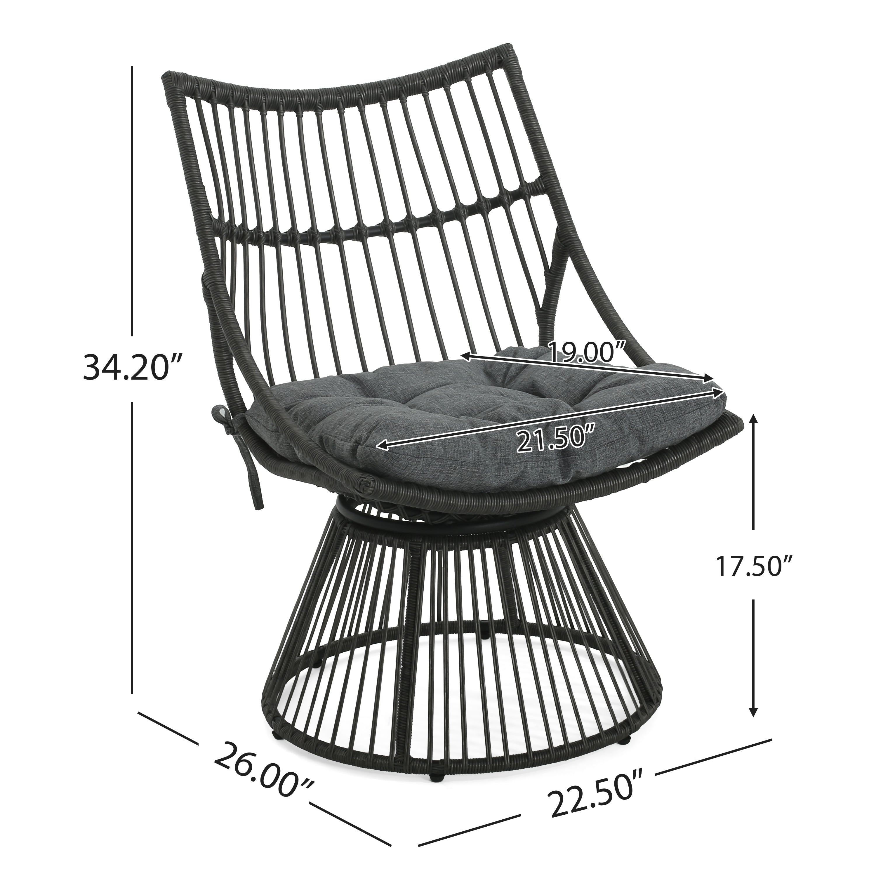 Strontianite 2-Piece Patio Set with Side Table and Wicker High Back Chair